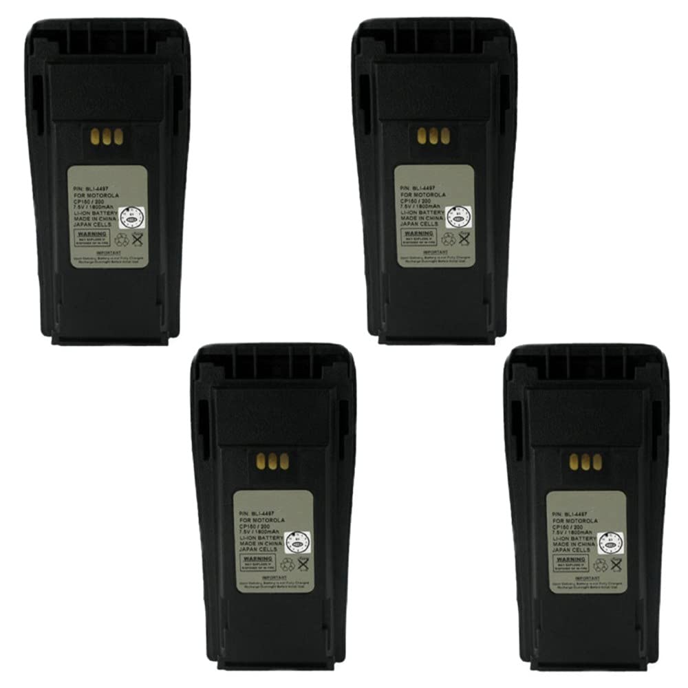 Synergy Digital 2-Way Radio Li-ion Battery Pack - 7.5V 1800mAh Replacement for Motorola NTN4497AR & NNTN4497 - 4 Pack for Long-Lasting Communication - Perfect for Construction, Security & Outdoor Adventures