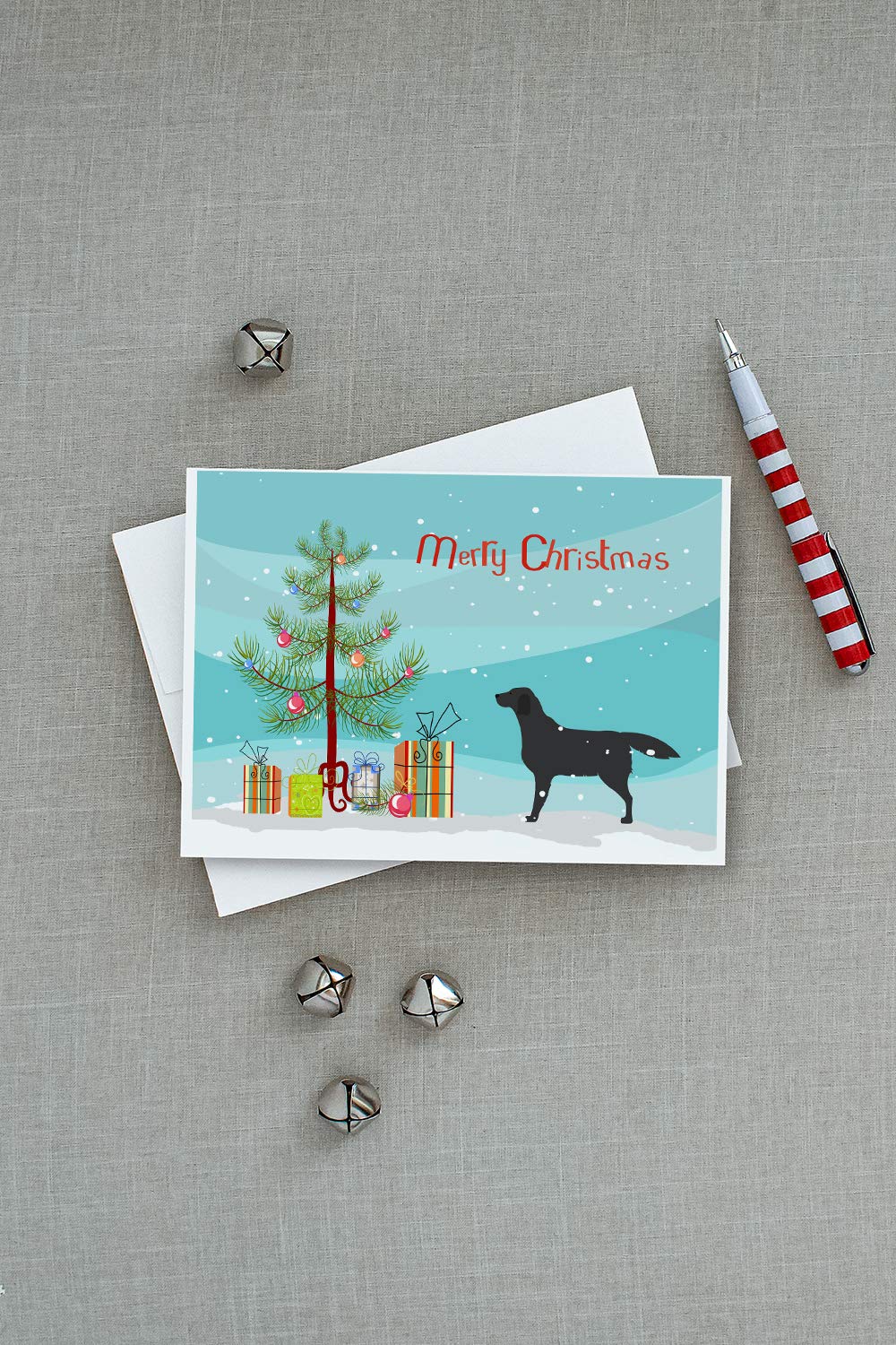 Black Labrador Retriever Christmas Greeting Cards - Pack of 8 Blank A7 (5x7) Note Cards with Envelopes | Dog Lover Holiday Cards for Christmas Tree Decorations, Gift Exchanges & Festive Greetings