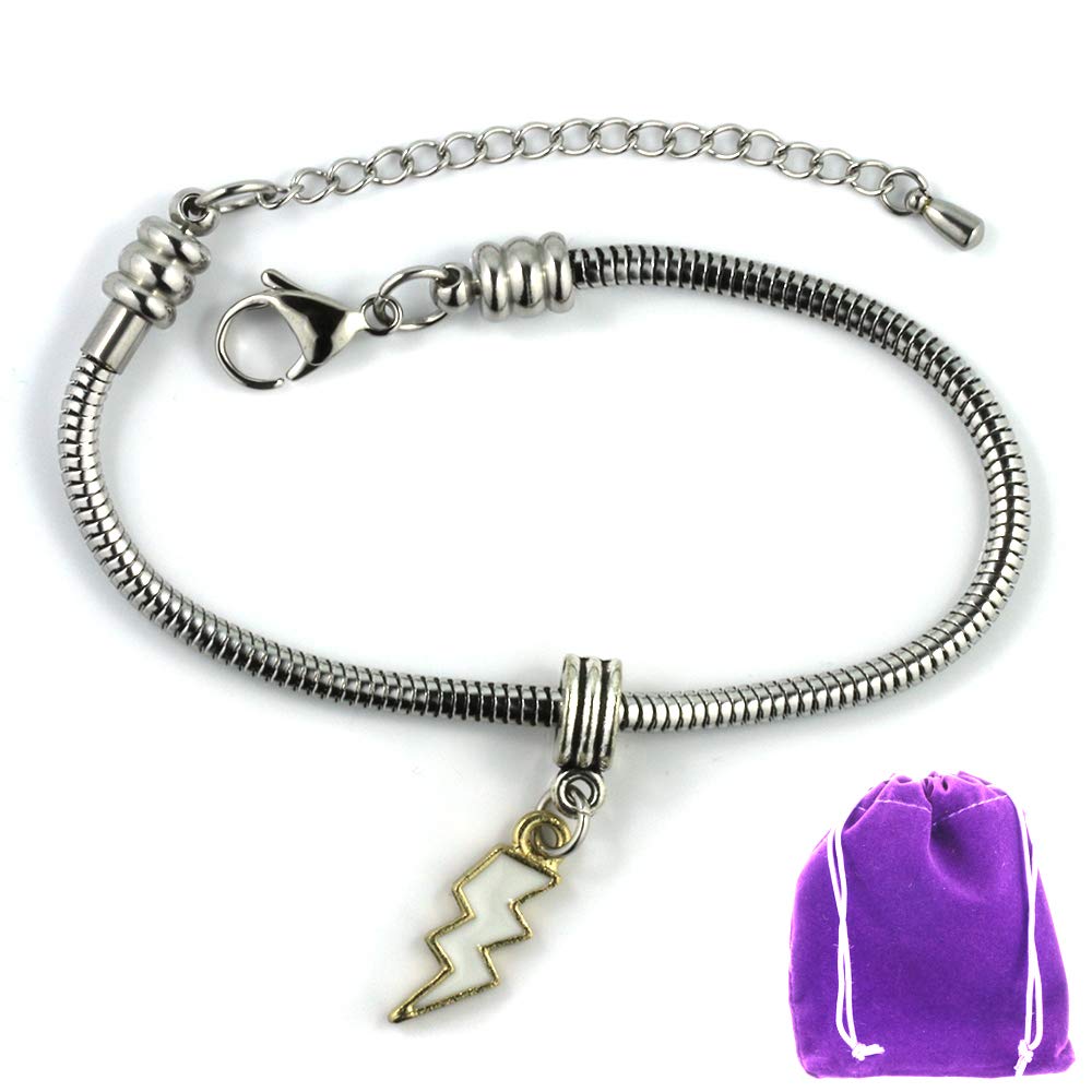 Emerald Park Jewelry Lightning Bolt Bracelet - Stainless Steel Snake Chain Charm Bracelet for Women | Trendy Adjustable Bangle for Everyday Wear, Gifts & Boho Fashion