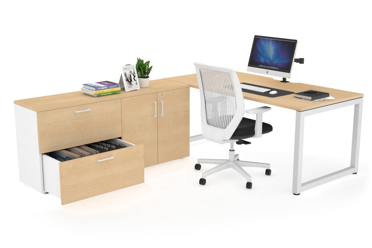 Quadro Loop Executive White Frame Office Chair - 1600L x 800W with Cable Scallop Design - Perfect for Modern Workspaces, Home Offices & Conference Rooms