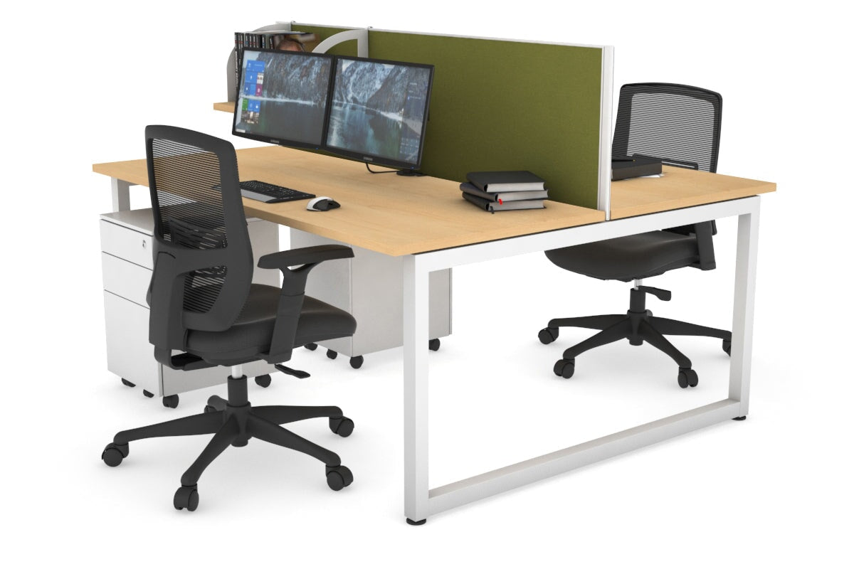 Quadro Loop Legs 2 Person Office Workstation - 1400L x 700W Adjustable Standing Desk for Home & Office - Perfect for Collaborative Workspaces & Shared Home Offices