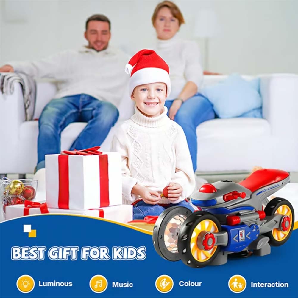 360° Rotating Electric Motorcycle Toy with Light & Music - Kids Stunt Play