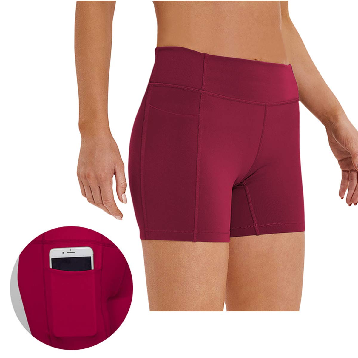 HIAMIGOS Women's High Waisted Yoga Shorts with Pockets - Non See Through Workout Shorts for Gym, Running, Cycling | Perfect for Yoga, Pilates & Active Lifestyle