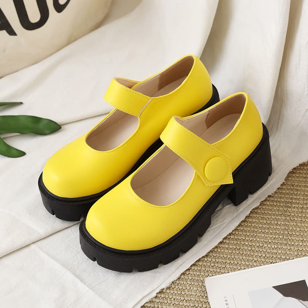 Women's Mary Jane Platform Shoes - Chunky Heel Lolita Style School Shoes for Casual Wear & Cosplay