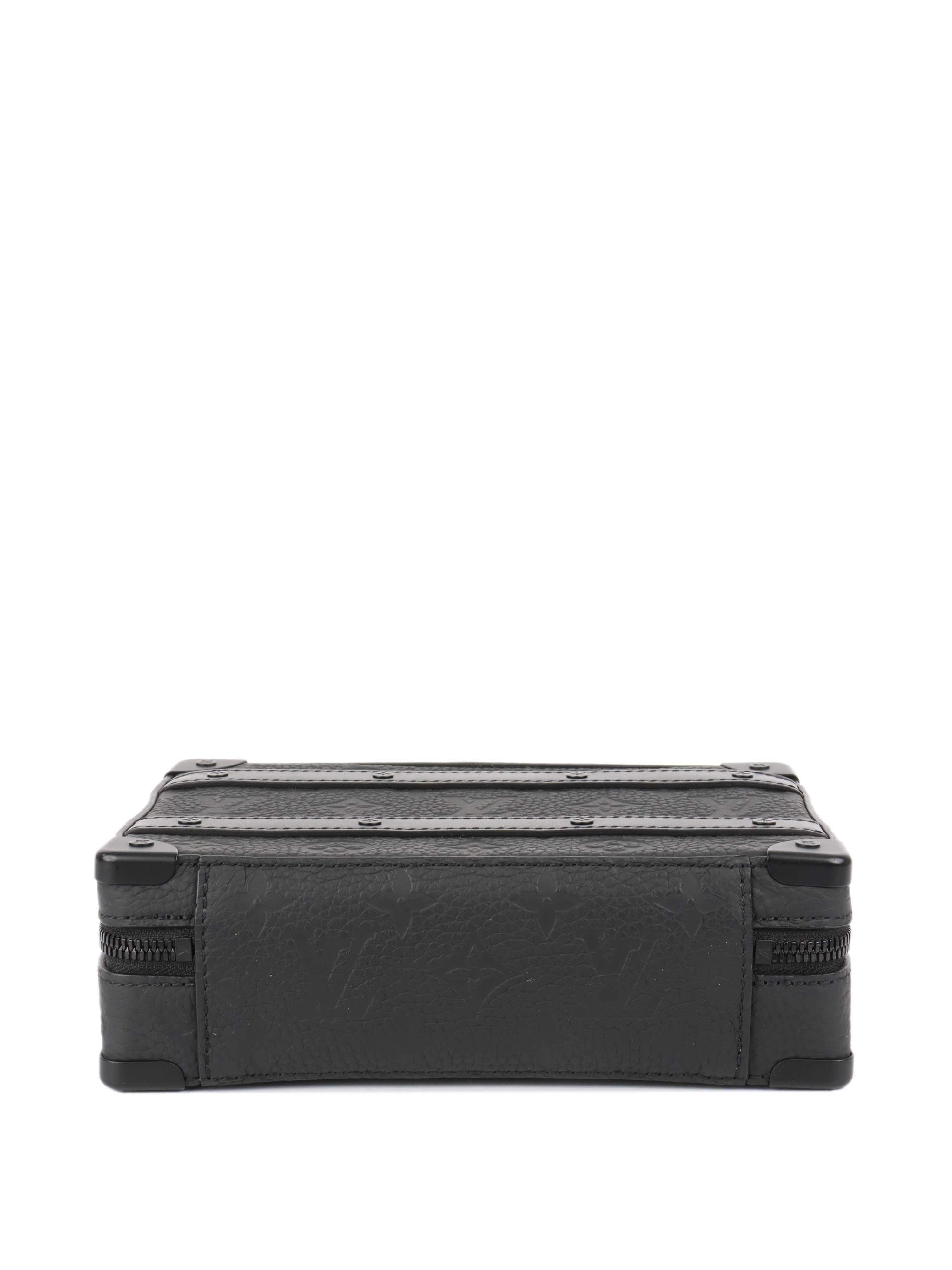Louis Vuitton Black Leather Soft Trunk Bag with Handle - Stylish Crossbody Purse for Women, Perfect for Travel, Work & Everyday Use