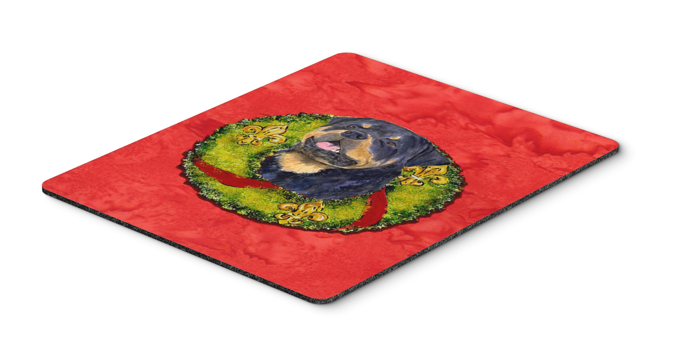 Caroline's Treasures SS4211MP Rottweiler Christmas Wreath Mouse Pad - Large Washable Non-Slip Desk Mat for Home Office, Gaming & Computer Work - Perfect Holiday Gift for Dog Lovers (Hot Pad & Trivet Multi-Use)
