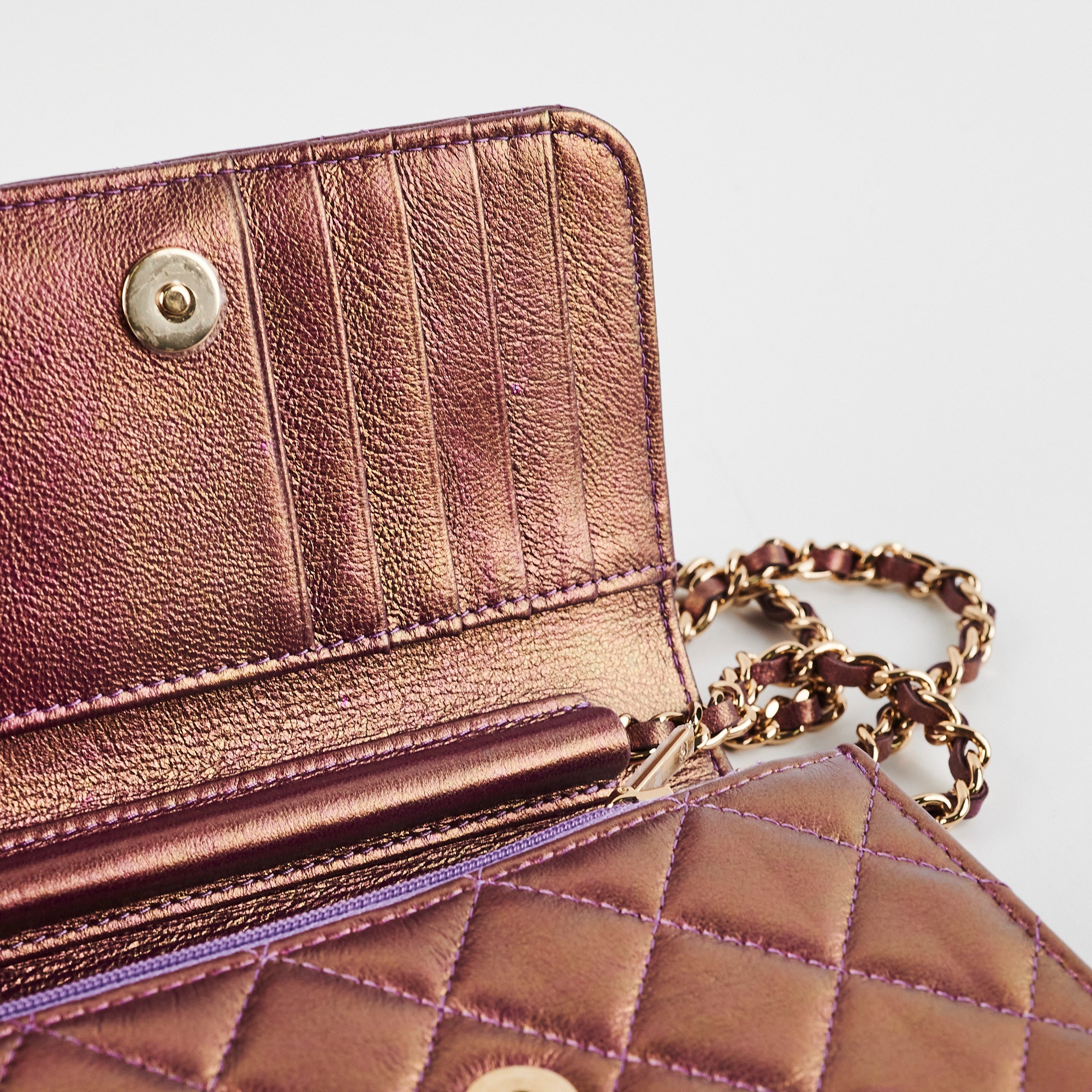 Chanel Mini Wallet On Chain WOC in Purple | Crossbody Bag with Chain Strap | Perfect for Parties, Date Nights & Everyday Use