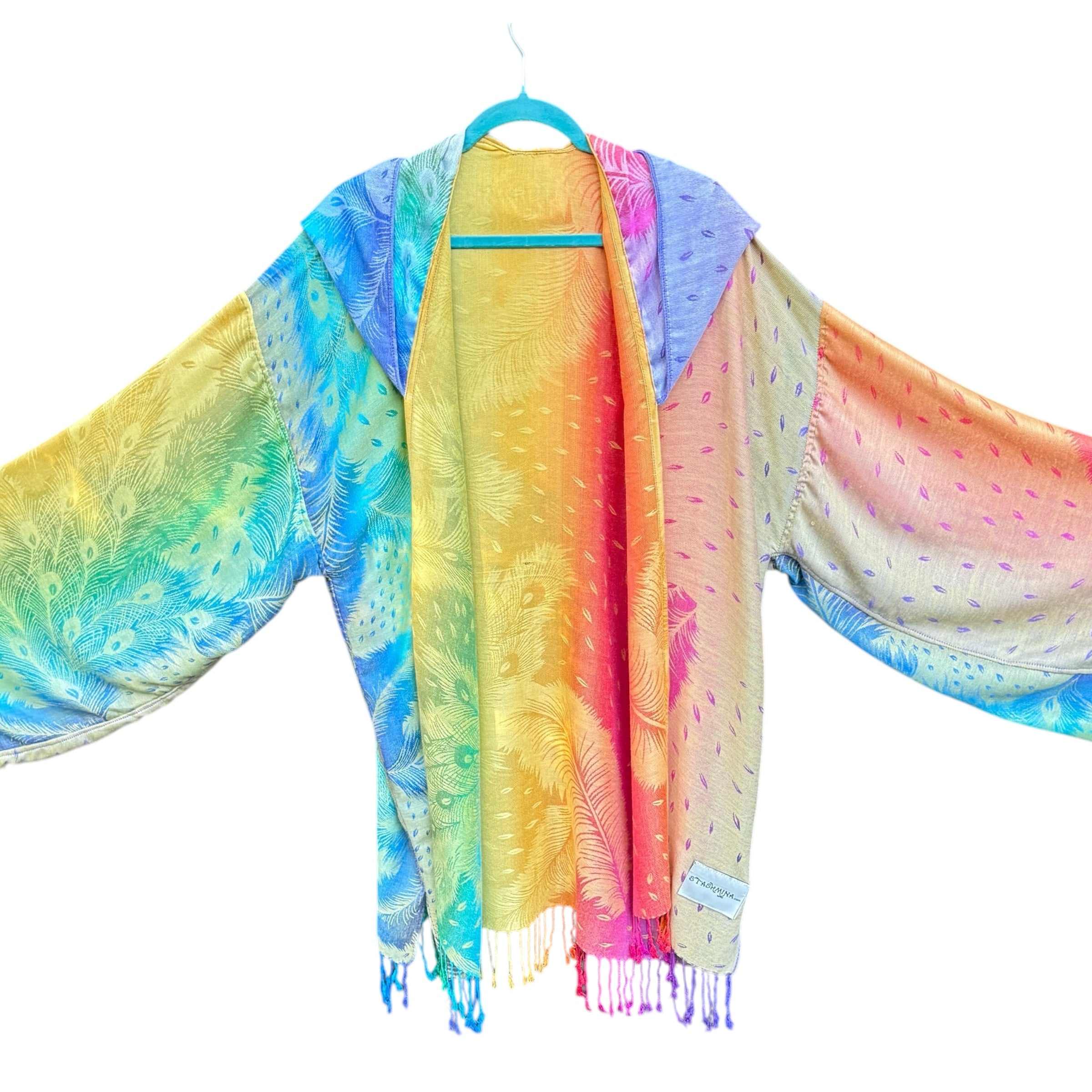 PASH ROBE Peacock Rainbow - Soft & Luxurious Women's Bathrobe for Spa, Lounge & Home Relaxation