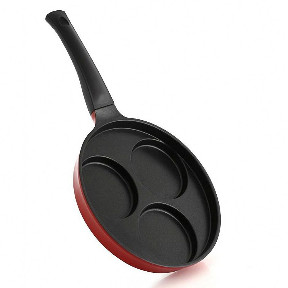 Queensense Morning Poach 24 Aluminum 3-Cup Nonstick Frying Pan - Perfect for Eggs, Pancakes, Hotteok & Breakfast Cooking | Ideal for Home Kitchen, Camping & RV Use
