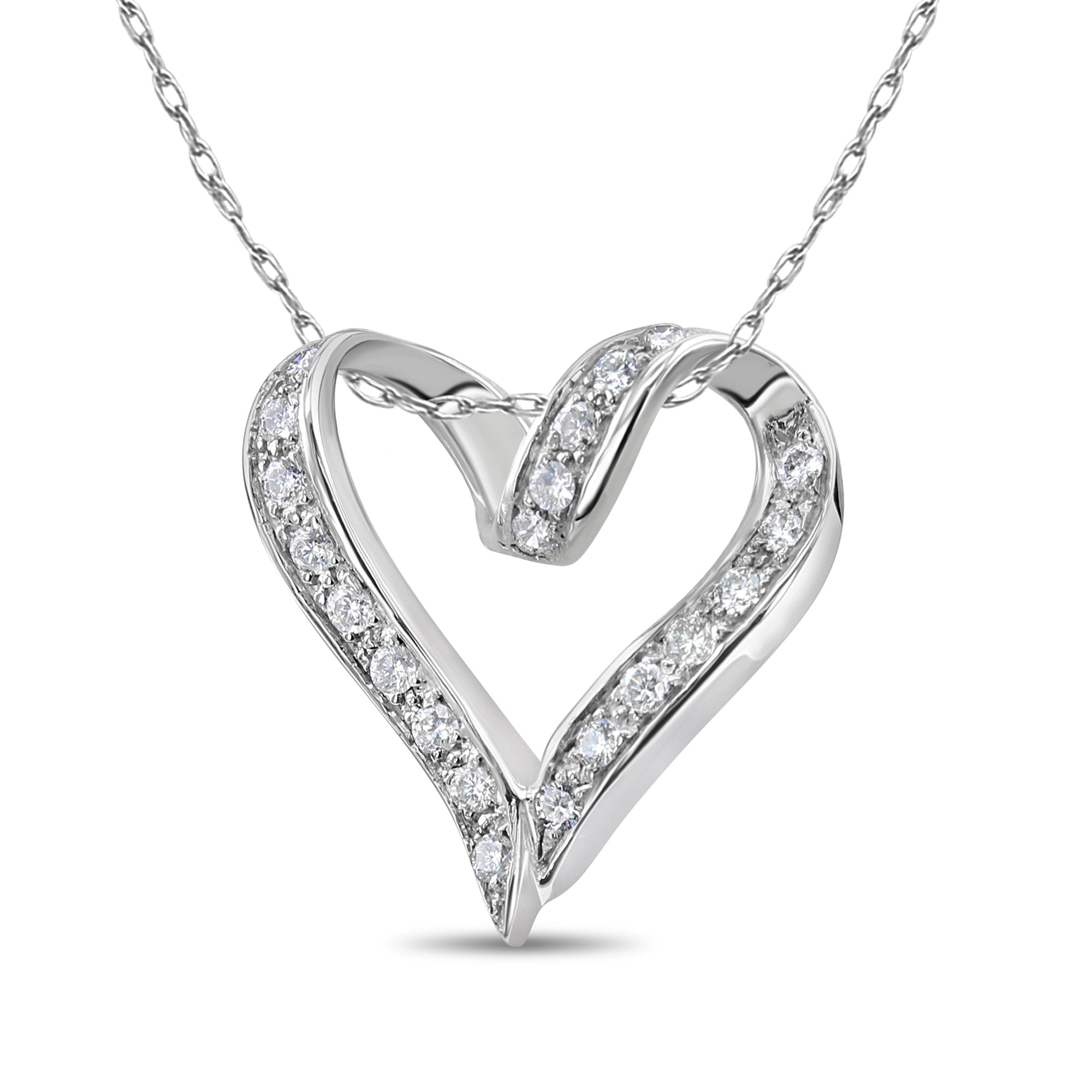 14K White Gold Floating Diamond Heart Pendant Necklace - 0.85cttw Genuine Diamond Jewelry for Women, Perfect Gift for Anniversary, Valentine's Day & Special Occasions