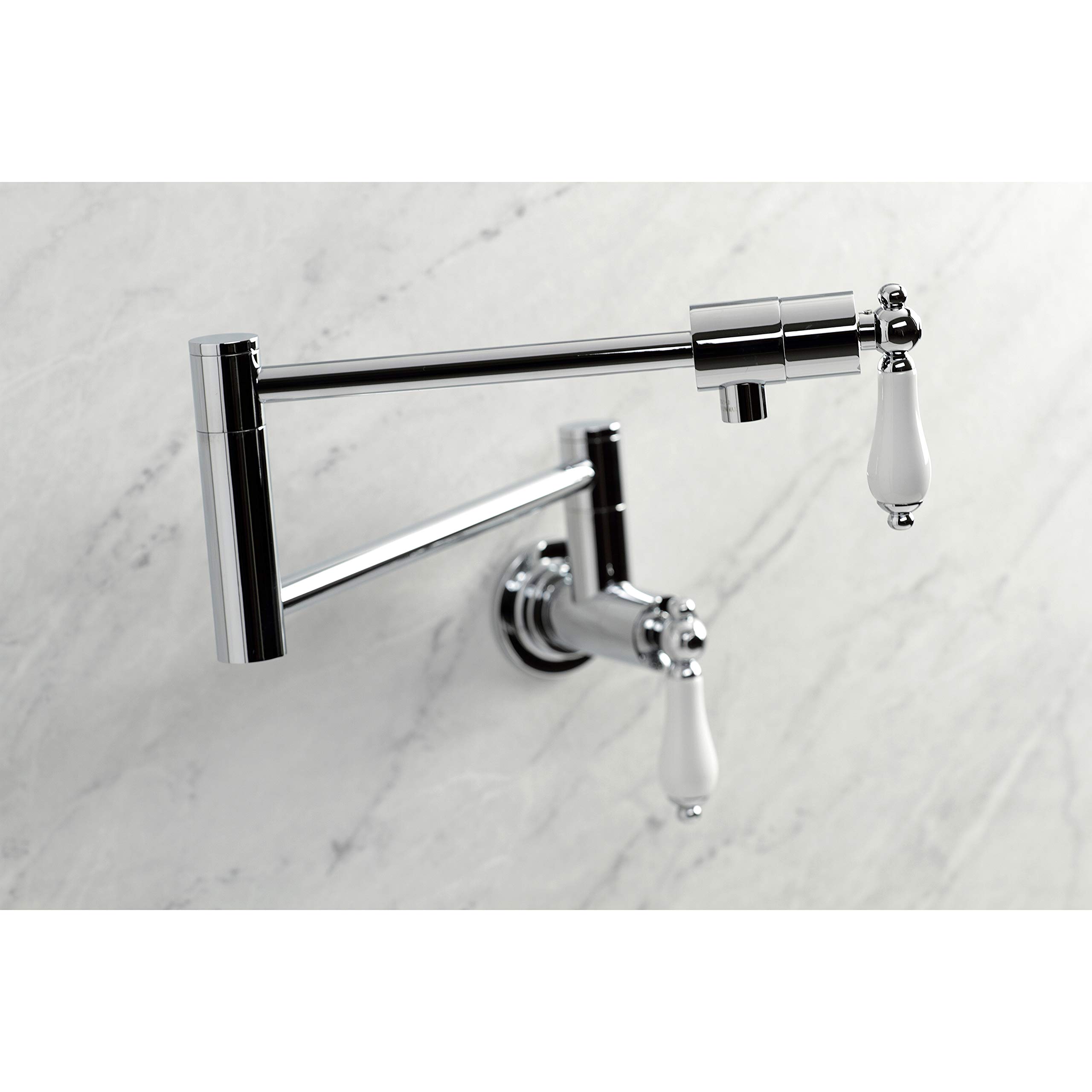 Kingston Brass KS4101PL Metropolitan Wall Mount Pot Filler Faucet - Polished Chrome Finish - Ideal for Kitchen, Cooking & Filling Large Pots