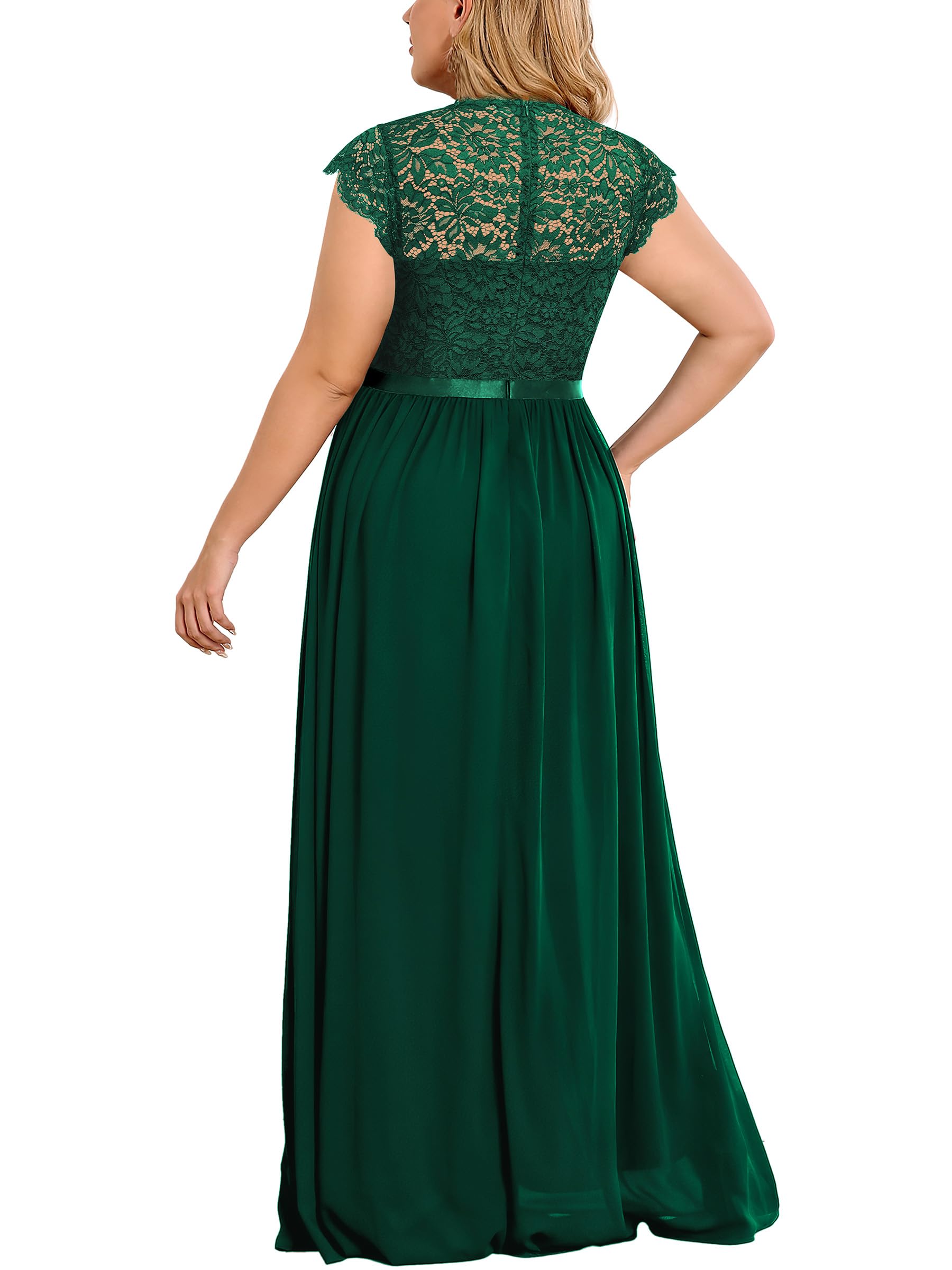 Miusol Women's Plus Size Floral Lace Maxi Dress for Bridesmaid, Wedding Guest & Formal Party - Elegant Long Evening Gown for Special Occasions