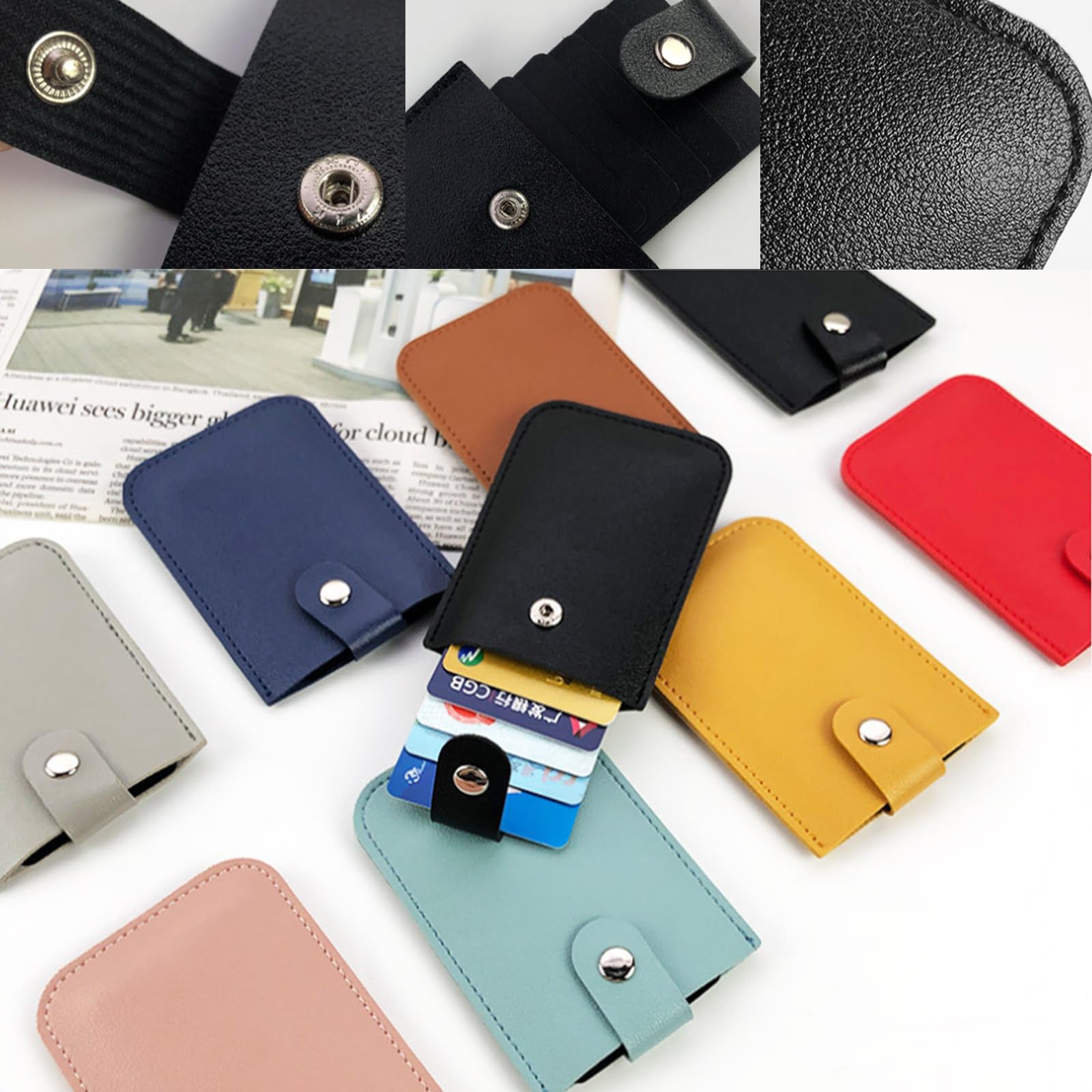 Premium Leather Pull-Out Card Organizer with Snap Closure - Personalized Stackable Card Holder for Credit Cards, IDs & Business Cards (Set of 8) - Perfect for Travel, Office & Everyday Wallet Organization