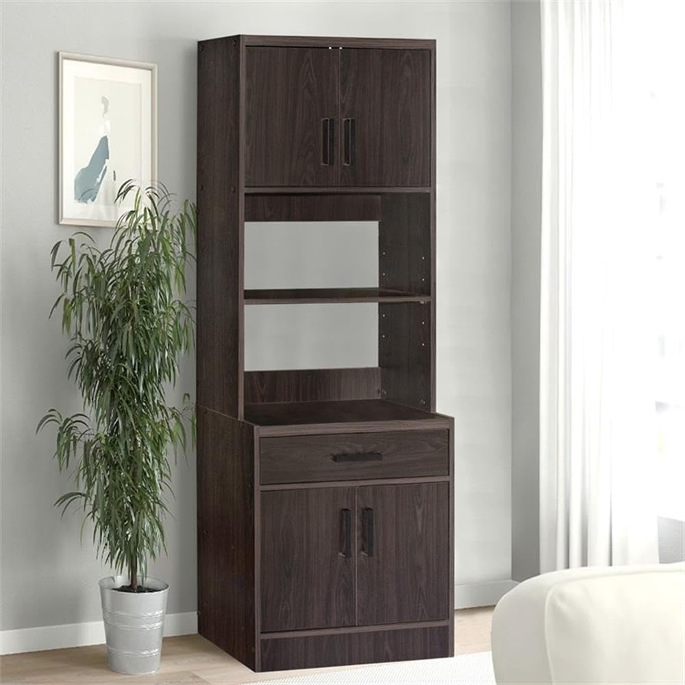 Pemberly Row Modern Tall Wooden Kitchen Pantry Cabinet in Tobacco Finish - Perfect for Farmhouse, Rustic & Contemporary Kitchen Storage Organization