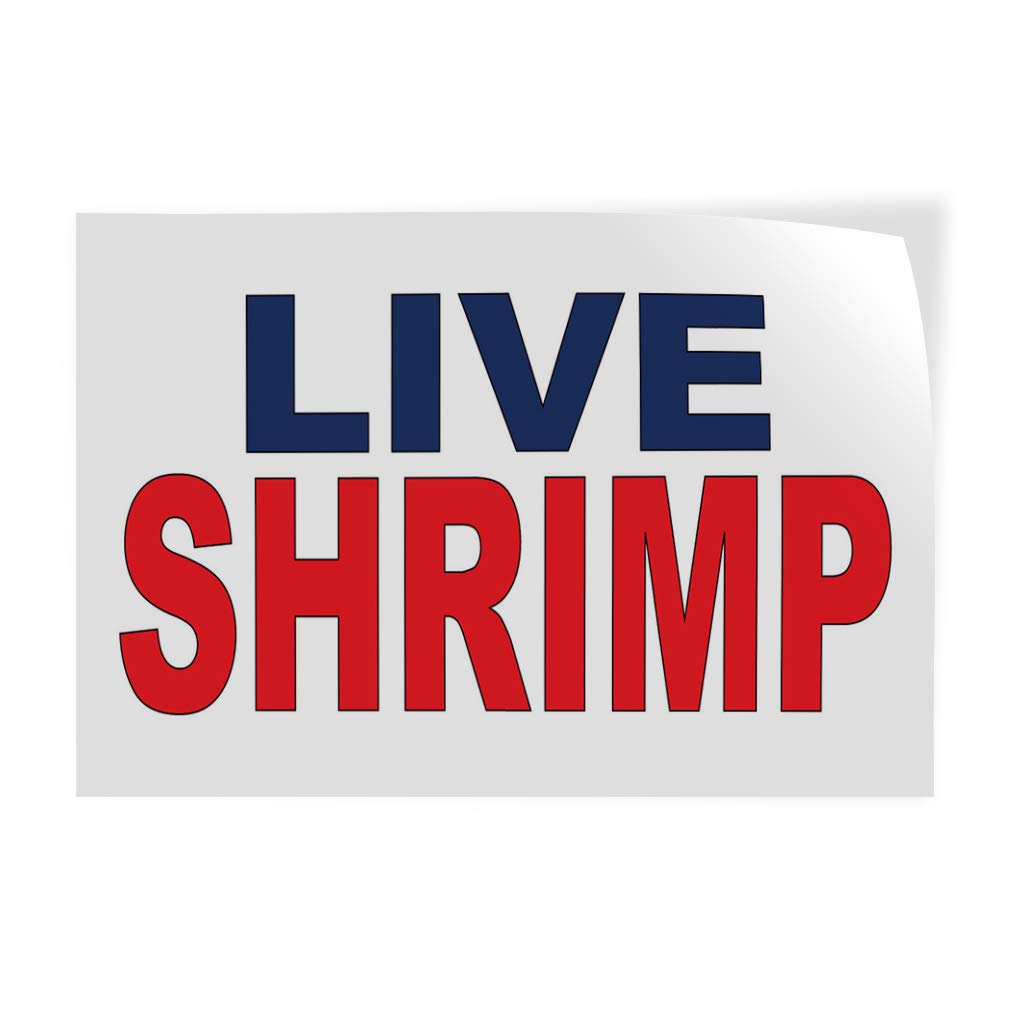 Premium Vinyl Decal Stickers for Restaurants & Food Trucks - Live Shrimp, Blue & Red Bar Design - 14x10 Inches - Durable Industrial Safety Signs & Labels - Perfect for Commercial Kitchens, Food Service Areas & Business Branding
