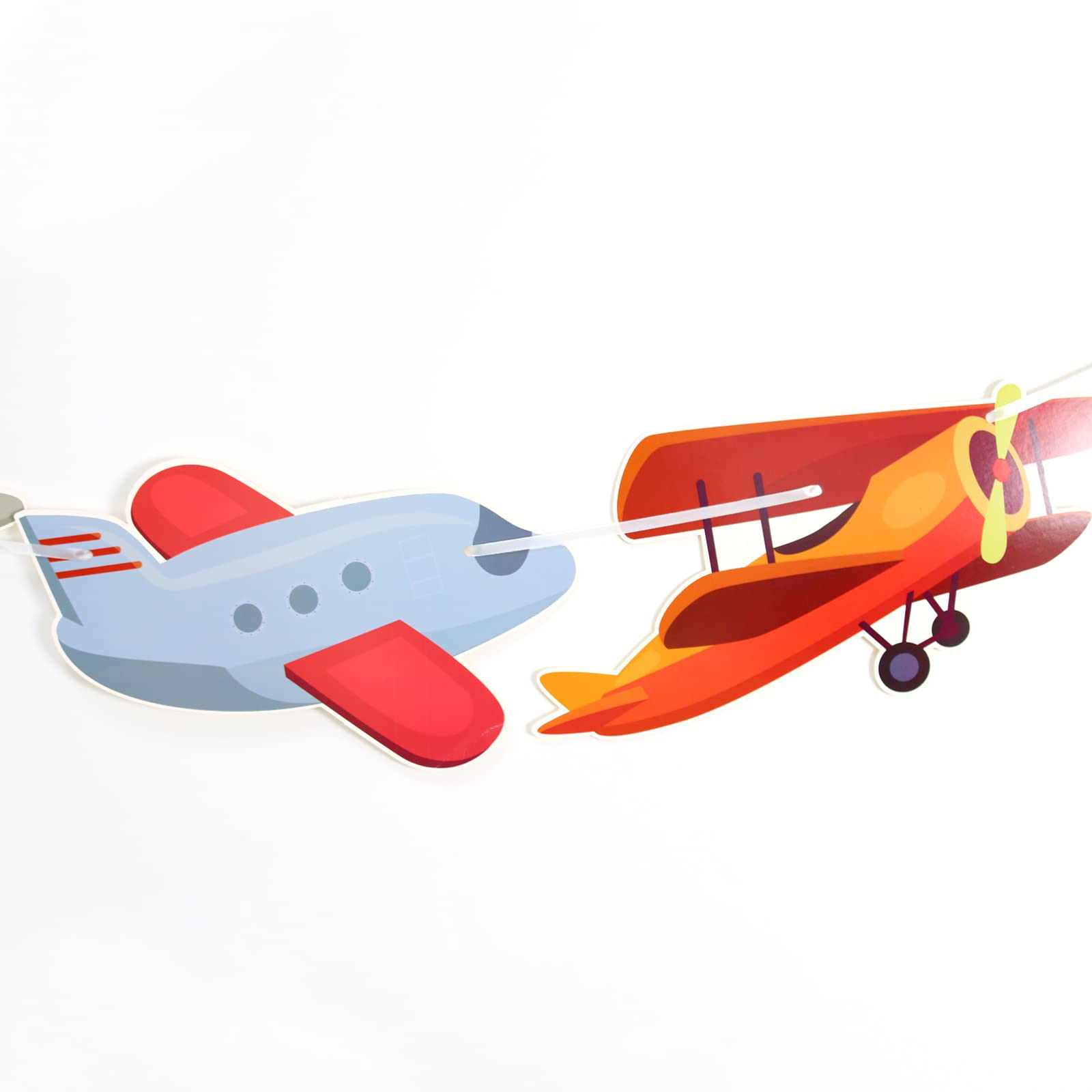 Airplane Garland Banner - Kids Birthday Party Decor, Baby Shower Supplies, Aircraft Bunting & Photo Backdrop - Pre-assembled Airplane Theme Decorations for Nursery, Boys Room & Aviation Themed Events