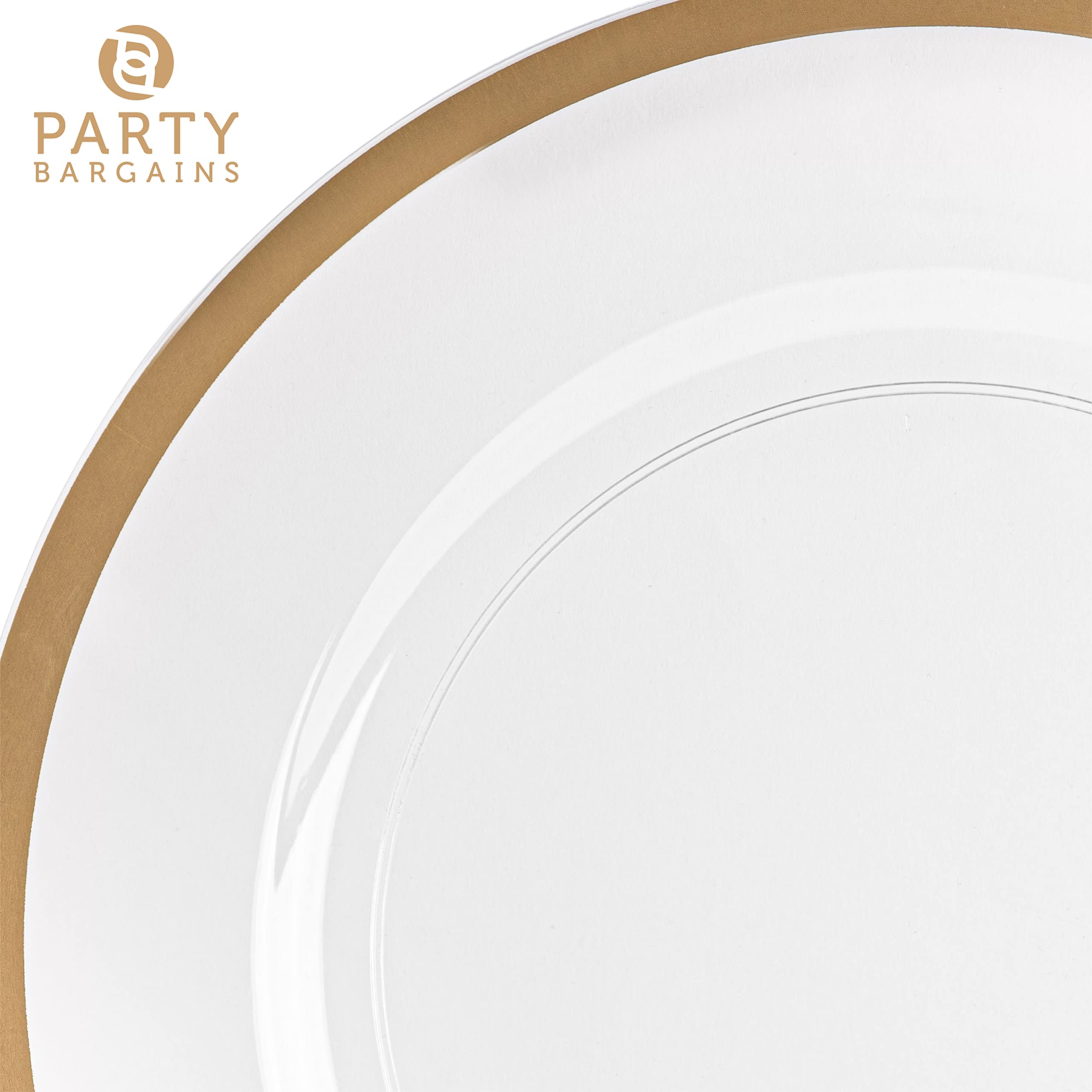 13-Inch Clear Gold Rim Disposable Charger Plates - 96 Pack Heavy-Duty Elegant Dining Plates for Weddings, Parties & Formal Events - Perfect for Buffets, Banquets & Upscale Catering