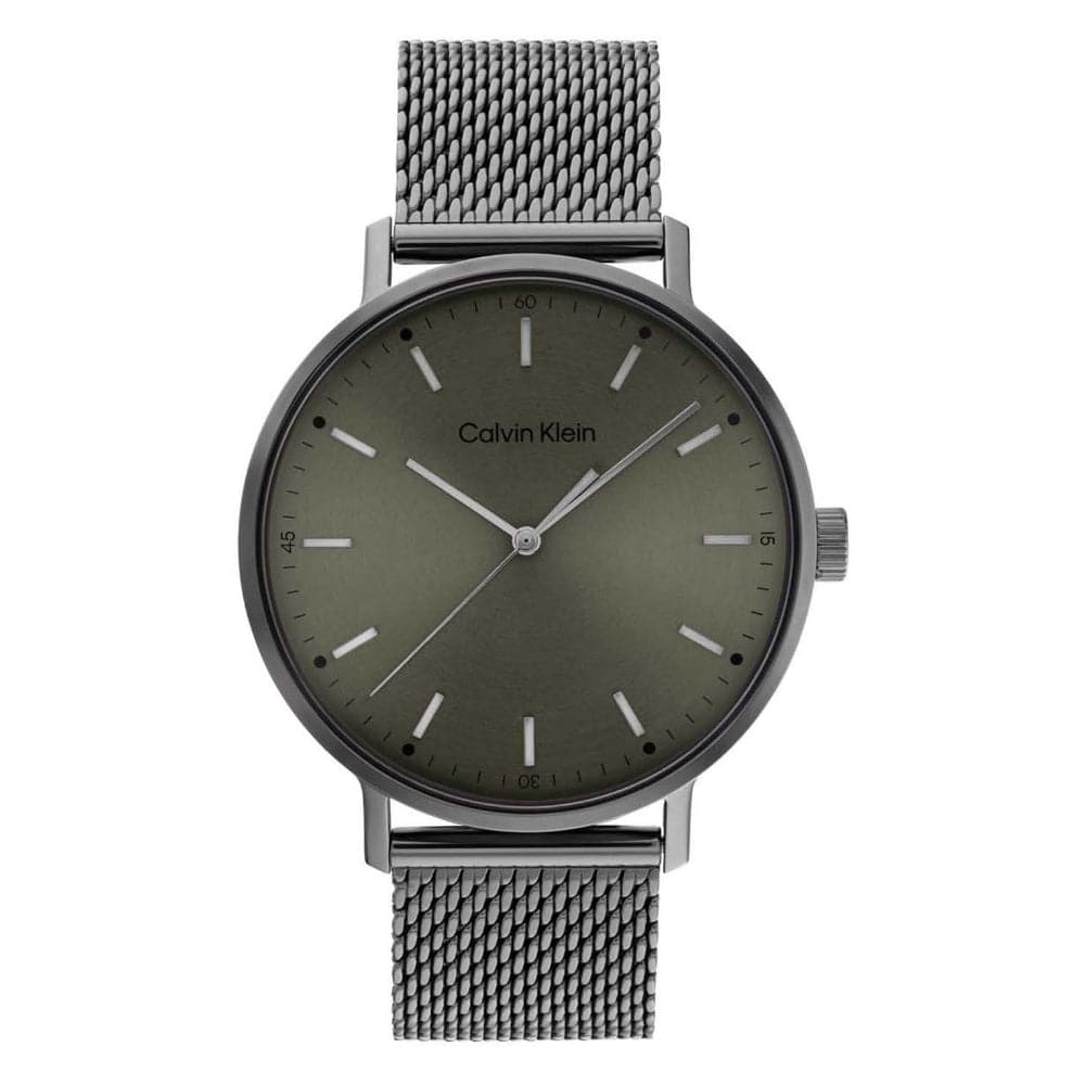Calvin Klein Unisex Watch 25200048 - Gray Dial & Gray Milanese Strap | Stylish Minimalist Design for Everyday Wear, Office & Casual Outfits