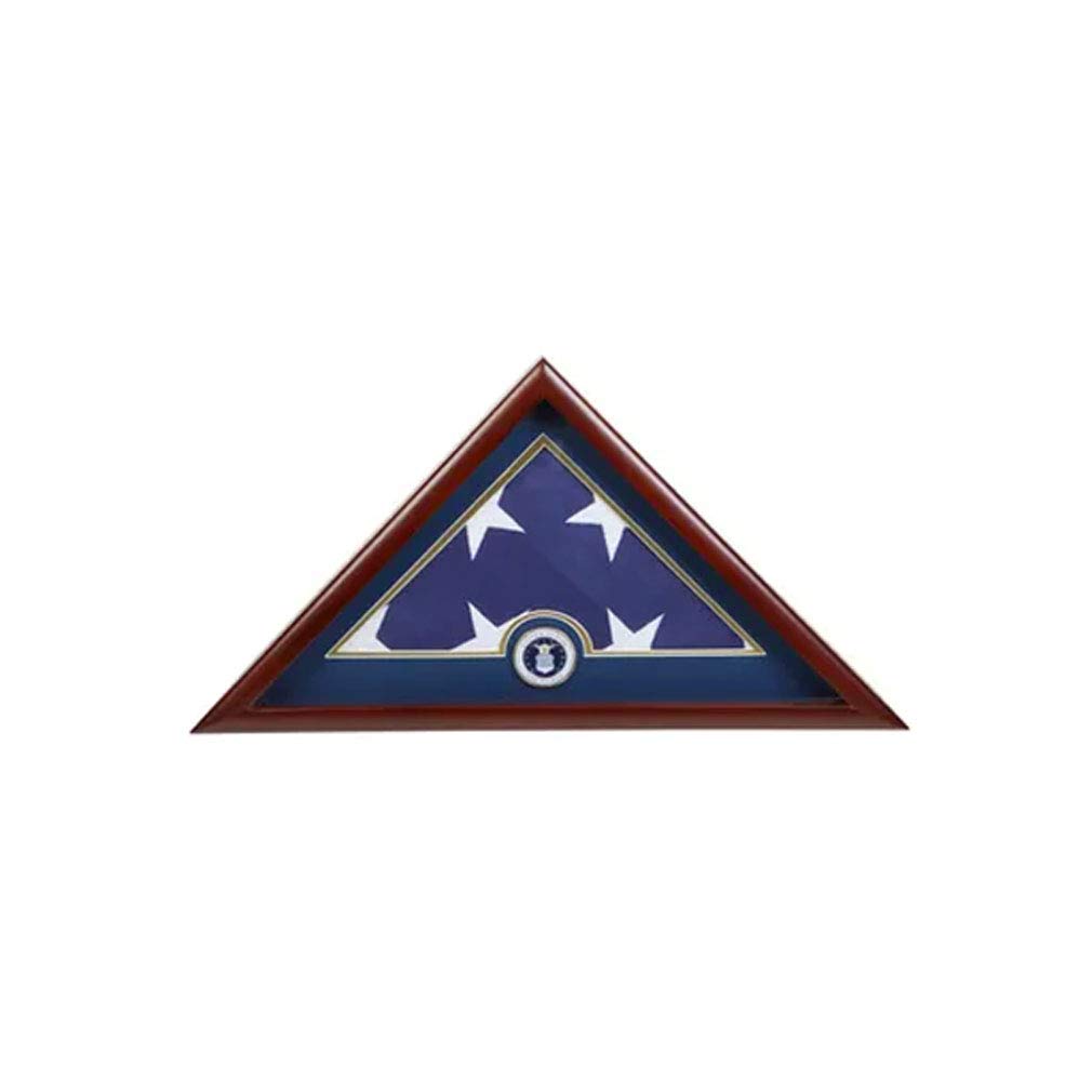 Flags Connections US Flag Display Case with Air Force Medallion - Premium American Flag Presentation Box for Military Honors, Home Decor & Patriotic Displays