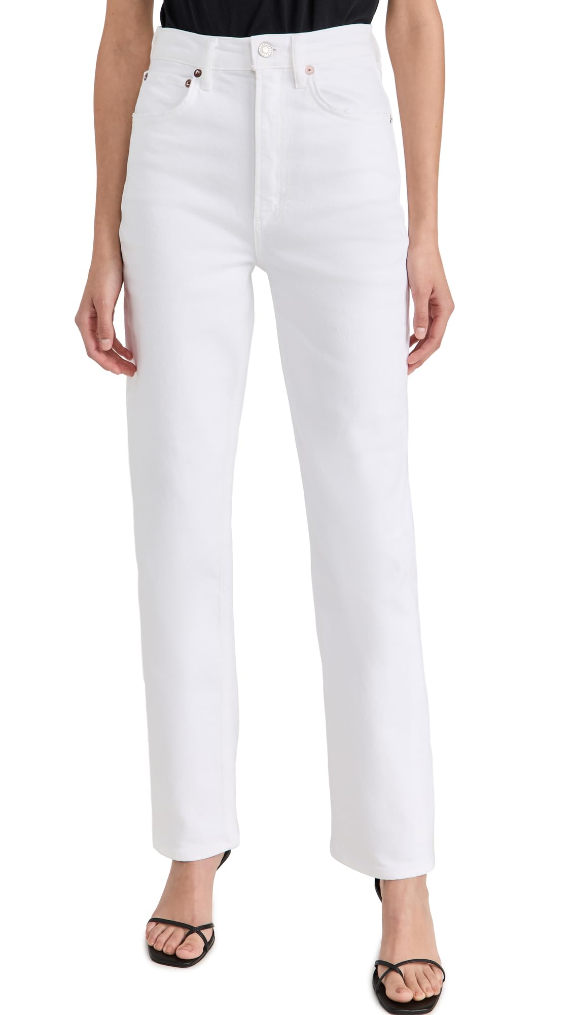 AGOLDE Women's High Rise Stovepipe Jeans - Slim Fit Distressed Denim Pants for Casual Outfits & Street Style Fashion
