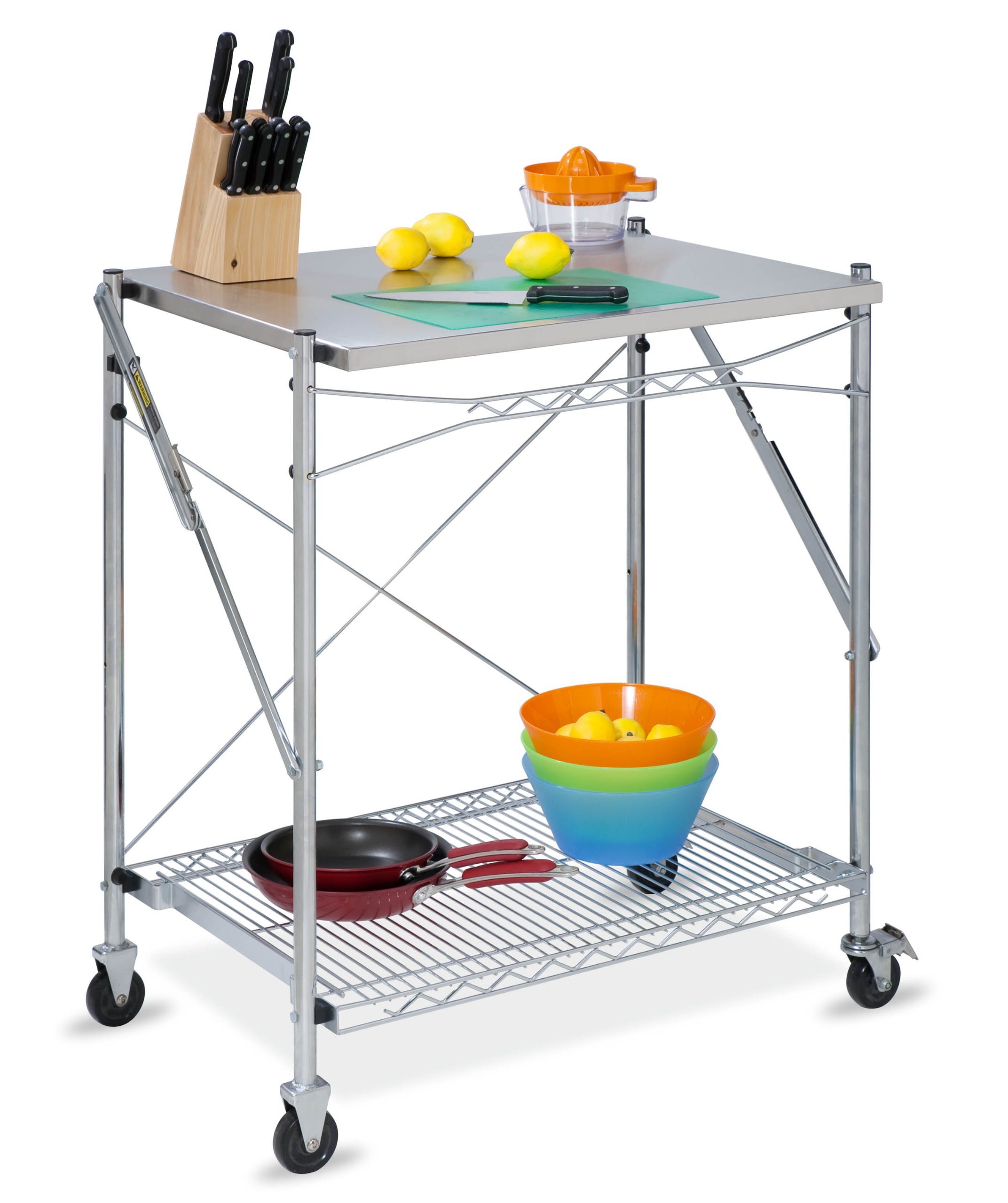 Honey-Can-Do TBL-01566 Stainless Steel Folding Work Table - Portable Urban Desk for Home Office, Kitchen, Garage & Outdoor Use - Space Saving Grey Workstation