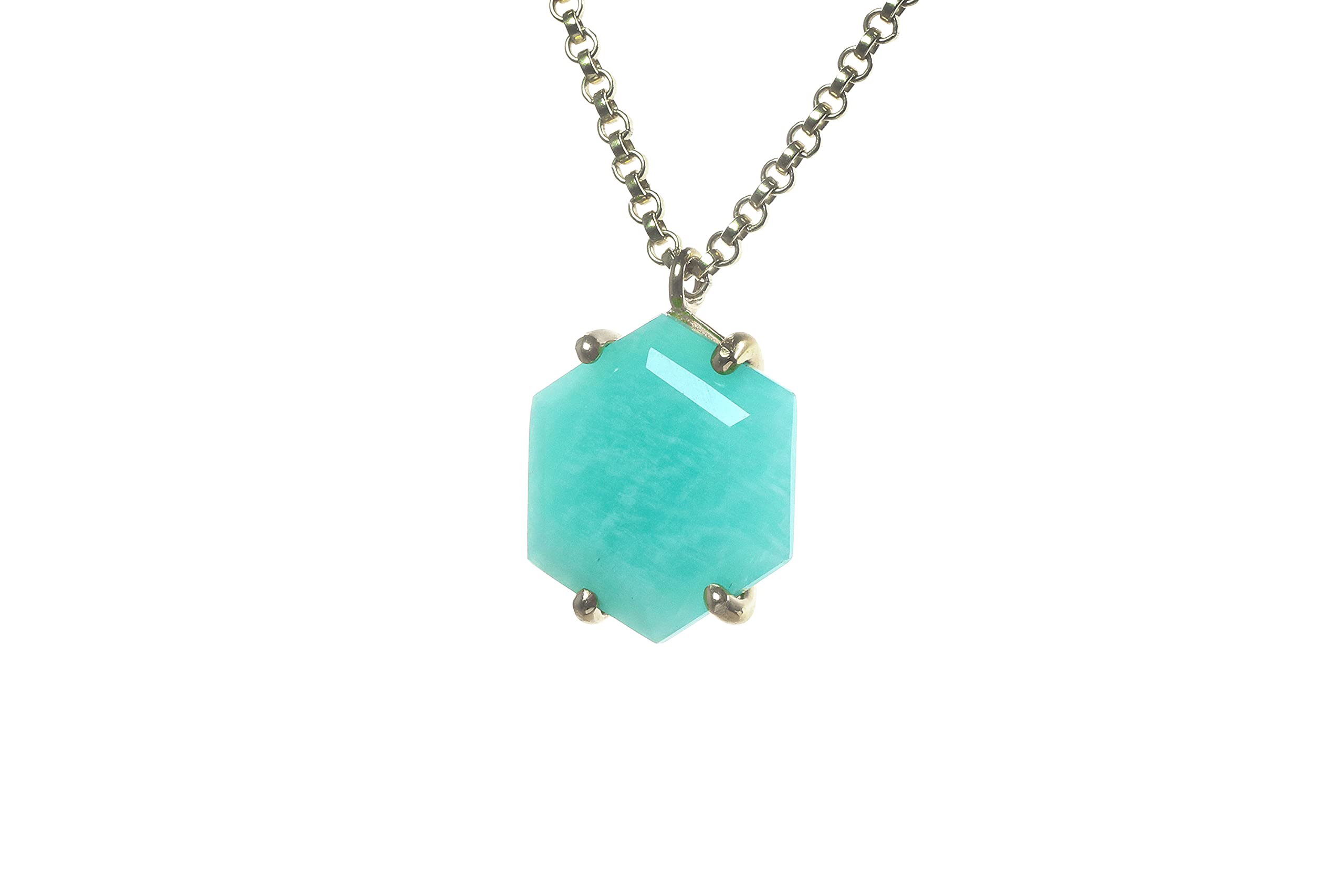 Anemone Geometric Amazonite Necklace - Handmade Blue Crystal Statement Jewelry for Women - Elegant Bridal, Birthday & Anniversary Gift with Gift Box - Perfect for Weddings, Parties & Special Occasions