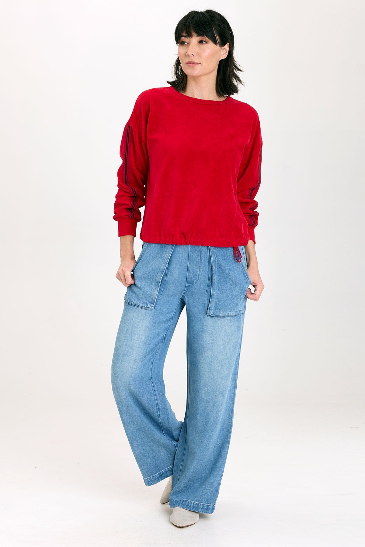Stylish Rugby Stripe Dottie Sweatshirt for Women - Trendy Casual Pullover for Sports, Outings & Cozy Loungewear