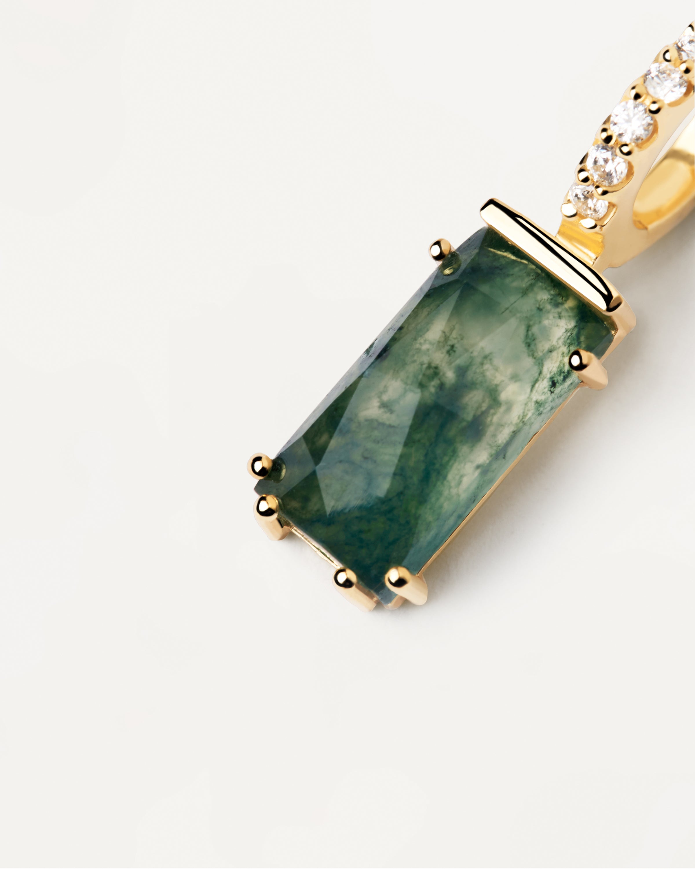 Kaori Moss Agate Single Earring - Natural Stone Dangle Earring for Women - Perfect for Boho, Wedding & Everyday Jewelry