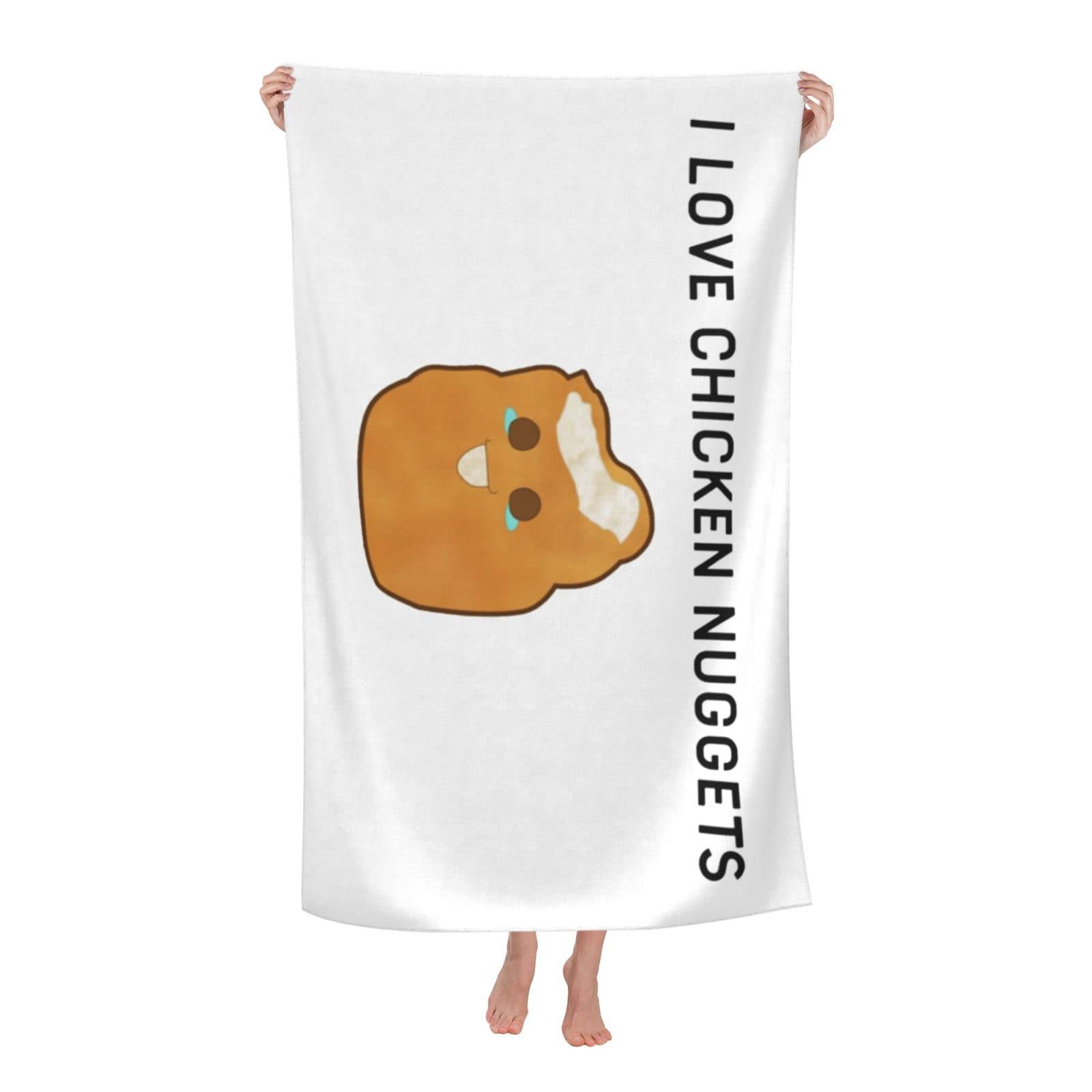 Premium Chicken Nuggets Design Adult Beach Towel - Soft Bath Towel for Pool, Travel & Holiday - Quick Dry, Large Size - Perfect for Beach, Vacation & Home Use