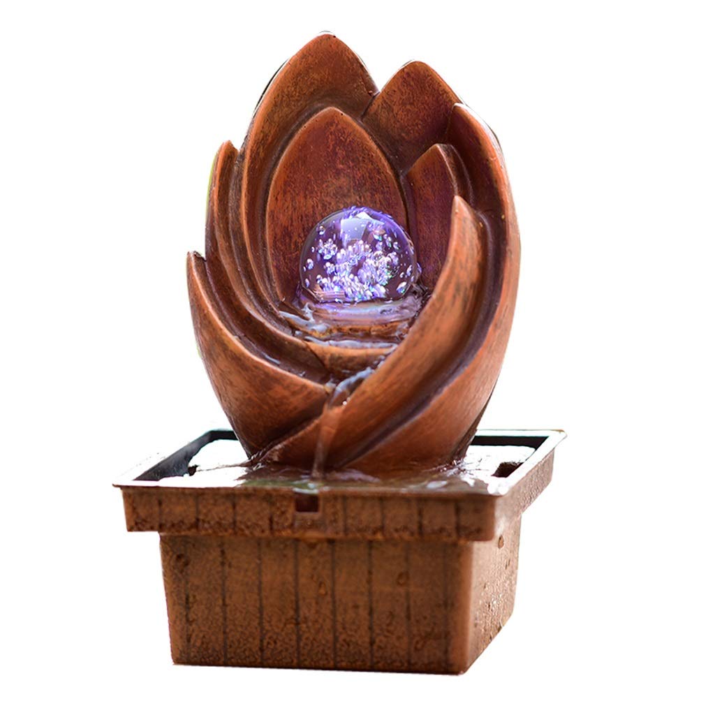 TBUDAR Small Zen Desktop Fountain with Crystal Spinning Ball - Vintage Copper Tabletop Water Feature for Home & Office Decor | Perfect for Meditation, Stress Relief and Feng Shui
