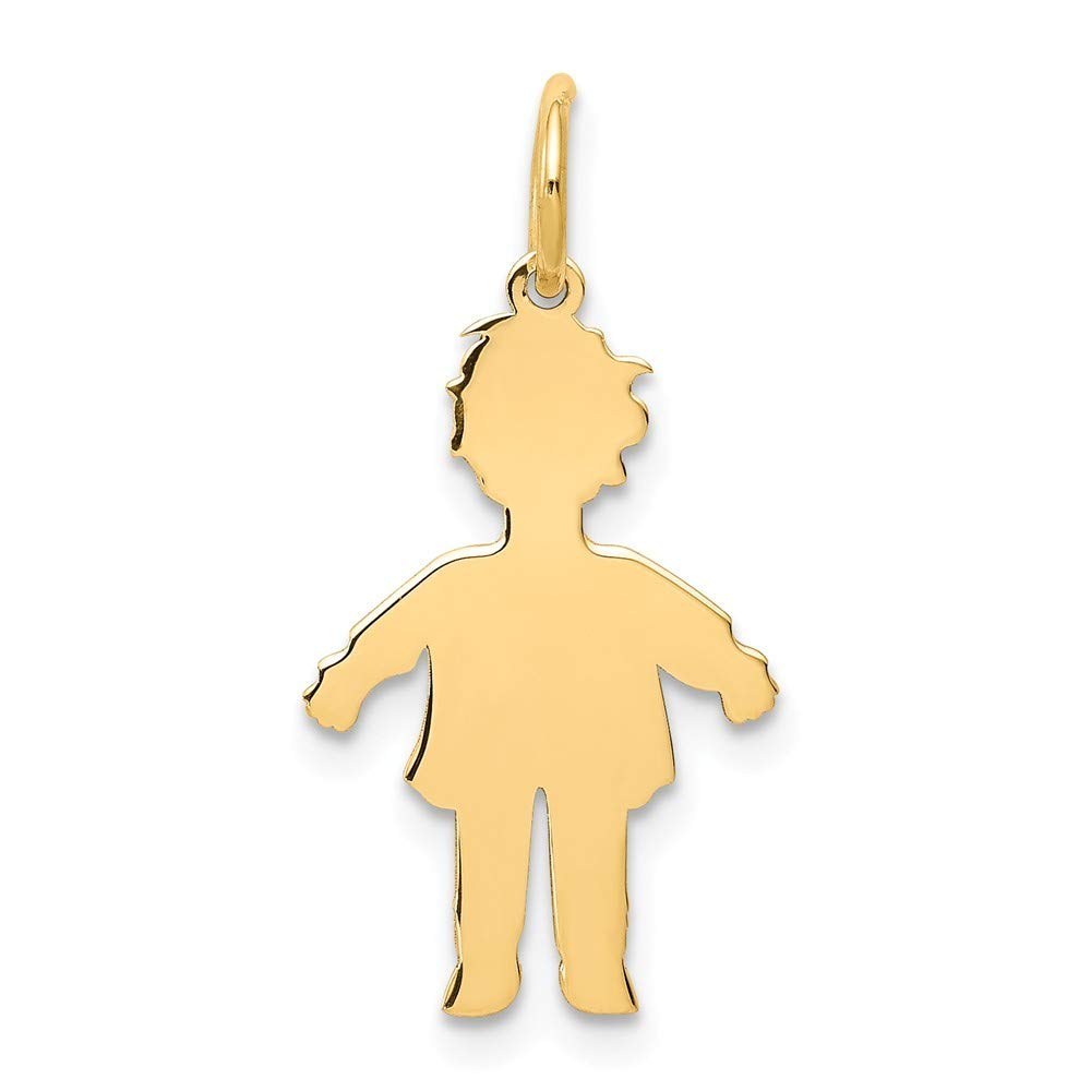 Roy Rose Jewelry 14K Yellow Gold Plain Polished Small Boy Charm Pendant - Perfect for Baby Shower Gifts, Christening Presents & Children's Jewelry Collections