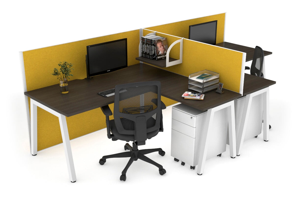 Quadro A Legs 2-Person Corner Workstation T-Shaped Desk [1800L x 1800W with Cable Management] - Perfect for Office Collaboration & Home Workspaces