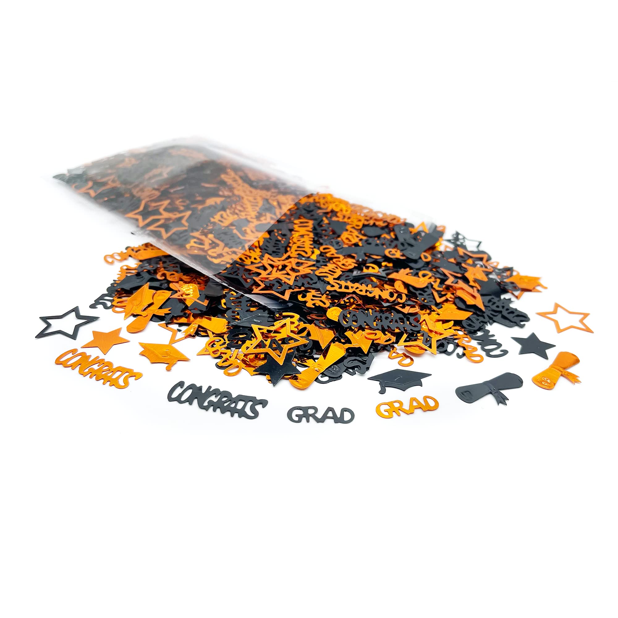 KatchOn 2025 Graduation Confetti - 1000 Pack Orange & Black | Class of 2025 Graduation Party Decorations, Commencement Celebration Supplies for High School & College Graduates