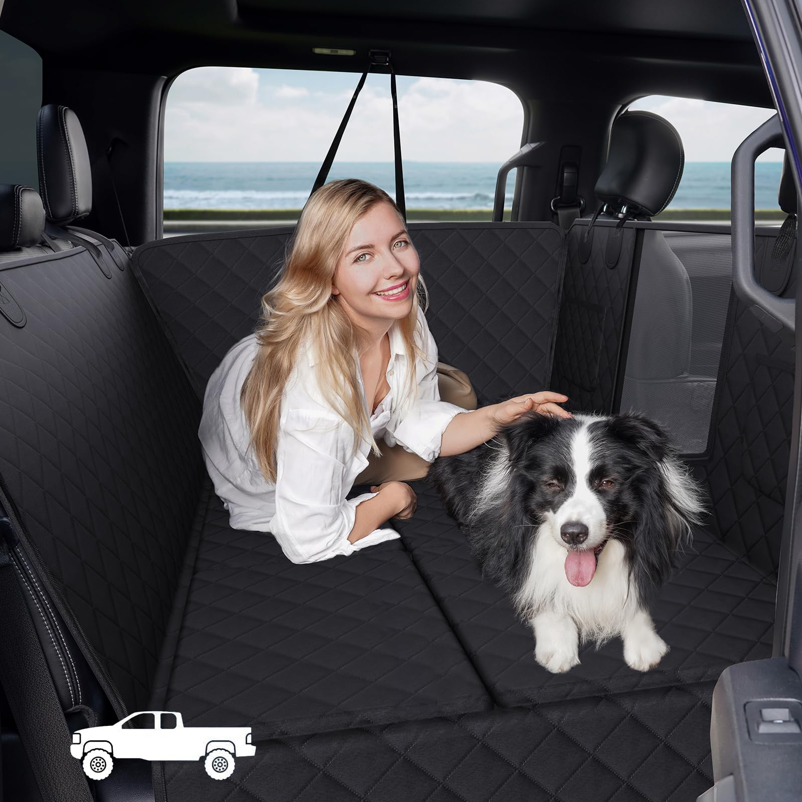 Waterproof Dog Seat Cover for Trucks - Heavy Duty 400lbs Capacity, Foldable & Sturdy Pet Car Seat Protector for F150, RAM1500, Silverado - Perfect for Road Trips & Outdoor Adventures