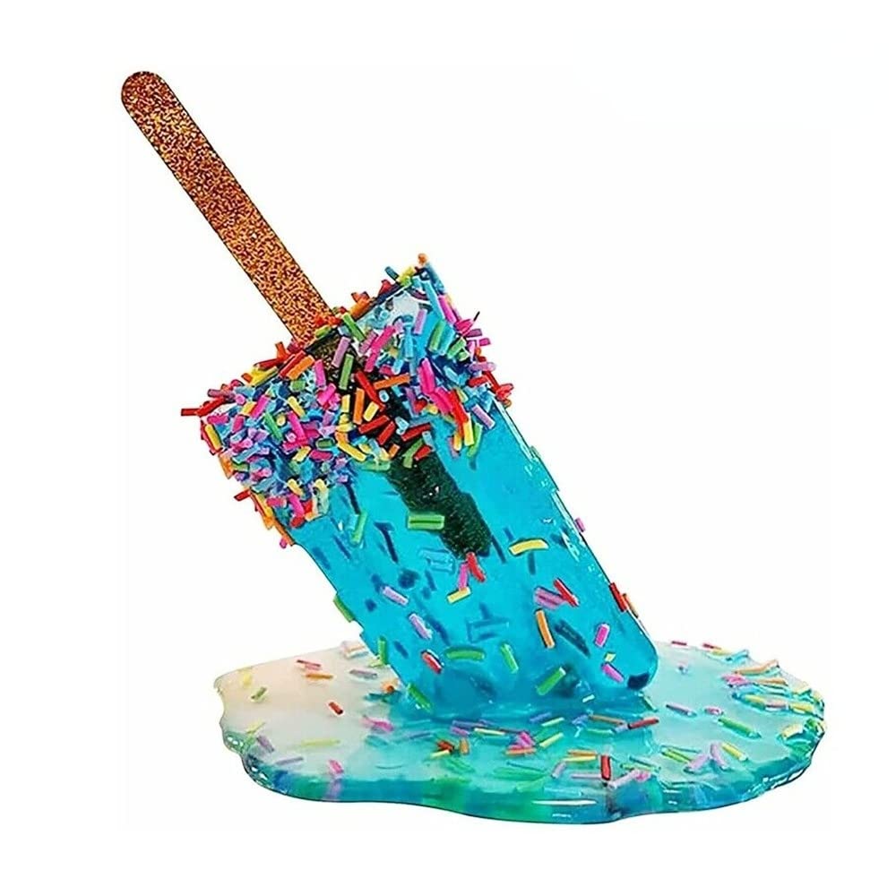 YunQin Melting Popsicle Resin Ornaments - Creative Ice Cream Shaped Home Decor for Living Room, Office & Coffee Shop - Handmade Craft Accessories (Blue) - Perfect for Summer Parties, Gift Giving & DIY Projects