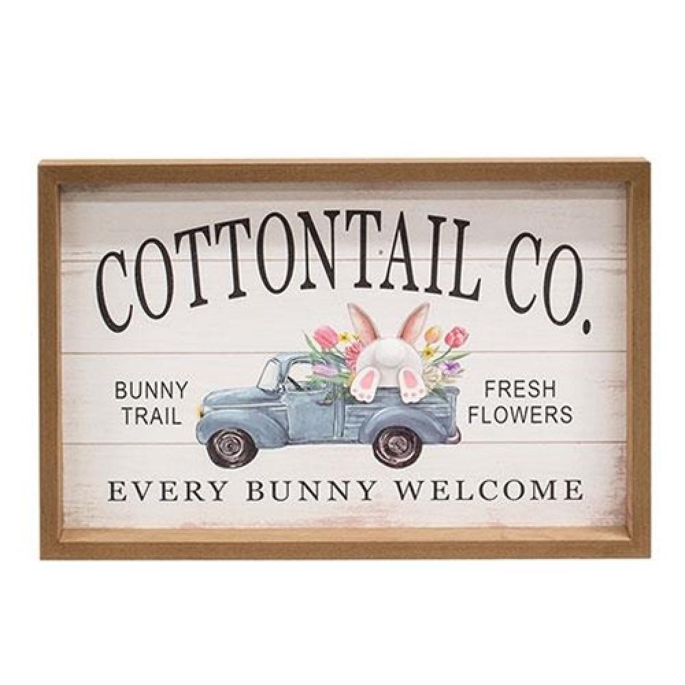 Cottontail Co Bunny Truck Wood Framed Sign - Rustic Farmhouse Wall Decor for Nursery, Kids Room & Easter Home Decor - Perfect for Spring & Easter Gifts