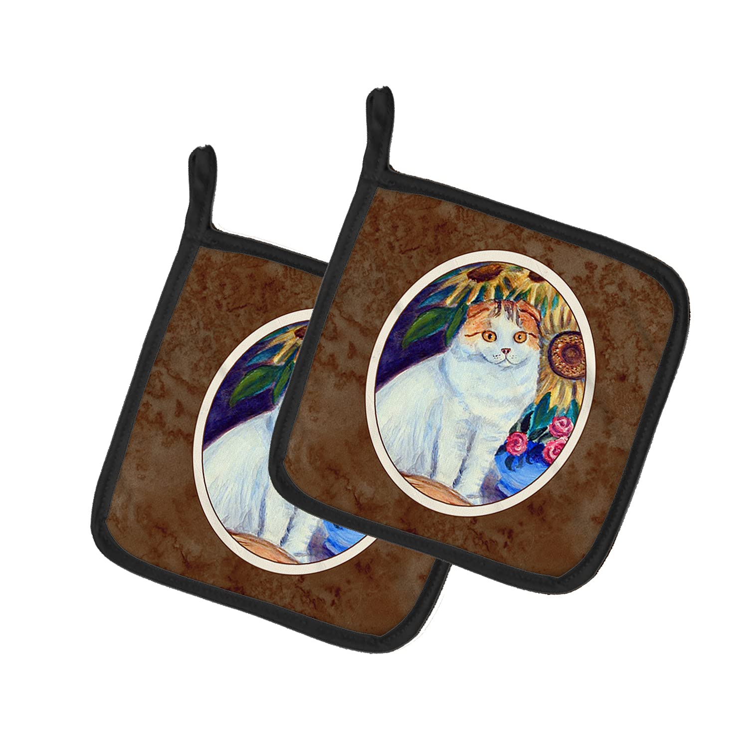 Heat Resistant Cat-Themed Pot Holder Set - 2 Pack Kitchen Oven Mitts for Cooking, Baking & BBQ (7.5