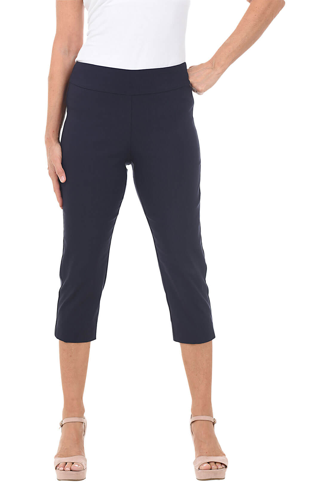 Comfortable Solid Color Pull-On Capri Pants for Women - Perfect for Yoga, Travel & Casual Wear