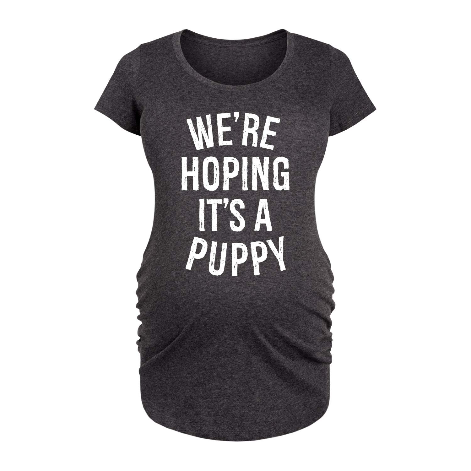 Bloom Maternity 'We're Hoping It's A Puppy' Pregnancy Scoop Neck T-Shirt - Comfortable Maternity Tee for Baby Showers, Gender Reveals & Pregnancy Announcements