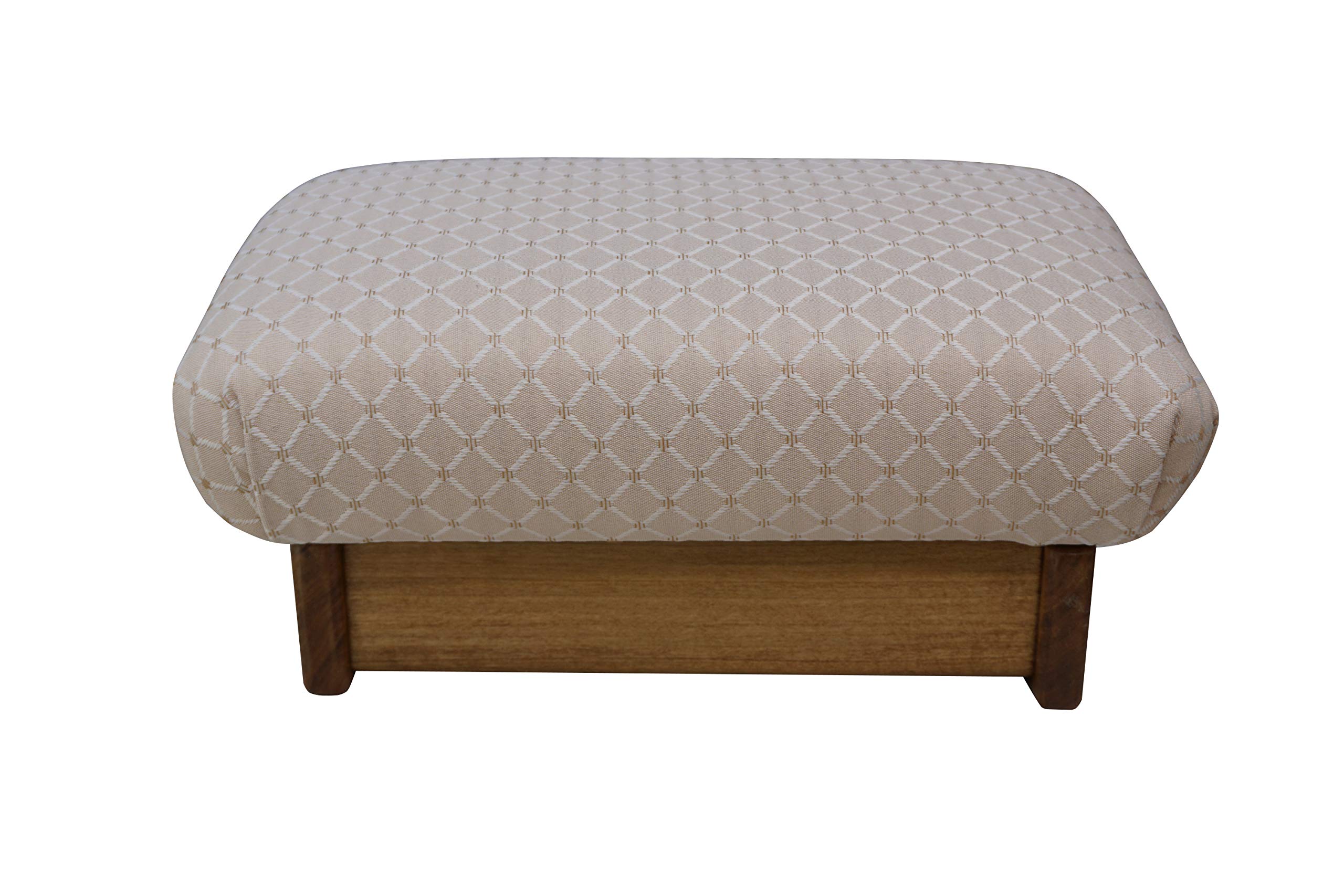 Premium Padded Foot Stool with Winter Field Fabric - Maple Stain Finish - Handcrafted in USA | Ergonomic Support for Living Room, Office & Bedroom Comfort