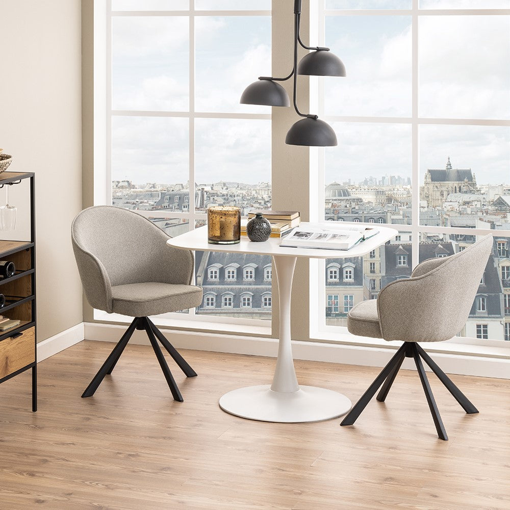 MARTA 90cm Square Dining Table - White Modern Kitchen Table for Small Spaces, Breakfast Nook & Apartment Dining | Perfect for 4-Person Meals & Entertaining