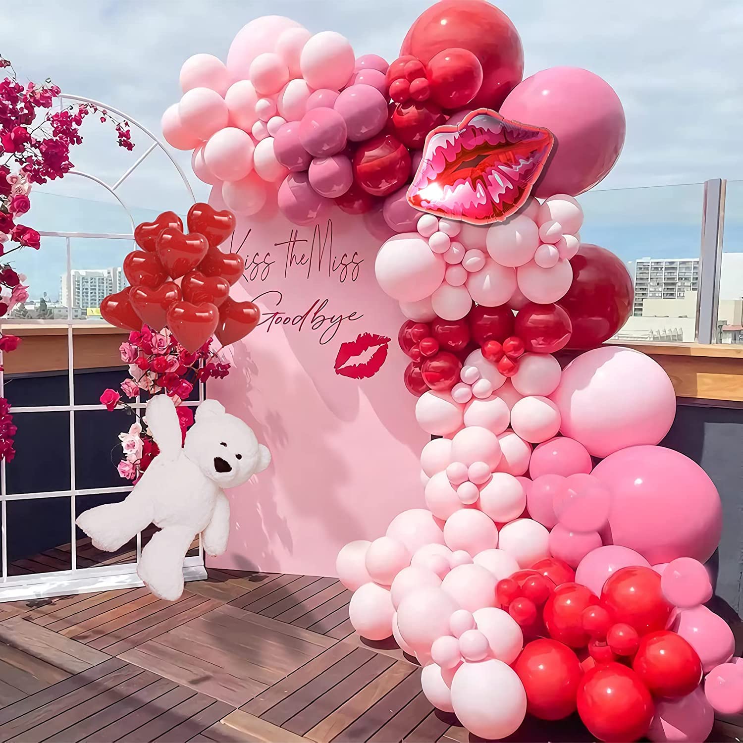 Valentine's Day Balloon Garland Arch Kit - Macaron Pink & Retro Red Heart Balloons for Wedding, Baby Shower, Bachelorette & Anniversary Party Decorations | Perfect for Romantic Proposals, Bridal Showers and Birthday Celebrations