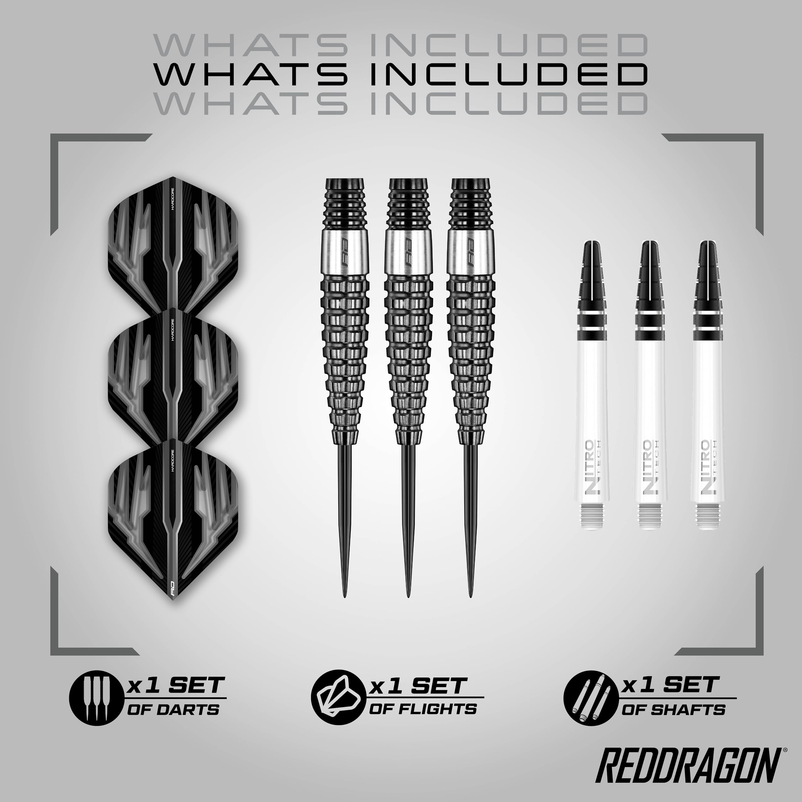 Red Dragon Carnage 3 & 4 Tungsten Steel Darts Set - 90% Tungsten, Includes Flights, Shafts, Wallet & Checkout Card - Perfect for Professional Darts Tournaments & Home Practice