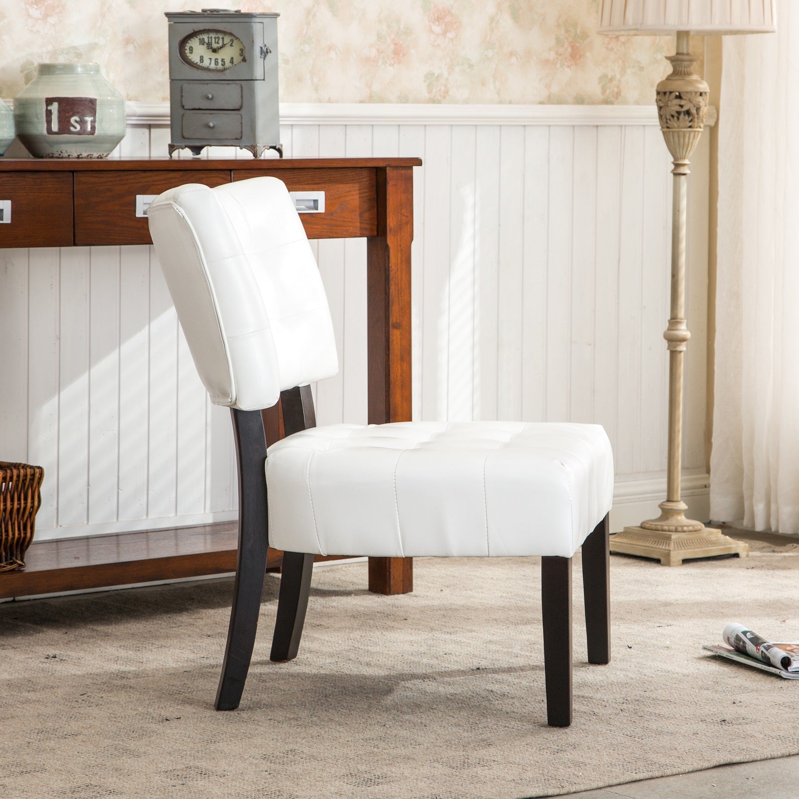Roundhill Furniture Tufted Accent Chair with Oversized Seating - Modern Upholstered Living Room Chair for Home Office, Lounge & Reading Nook