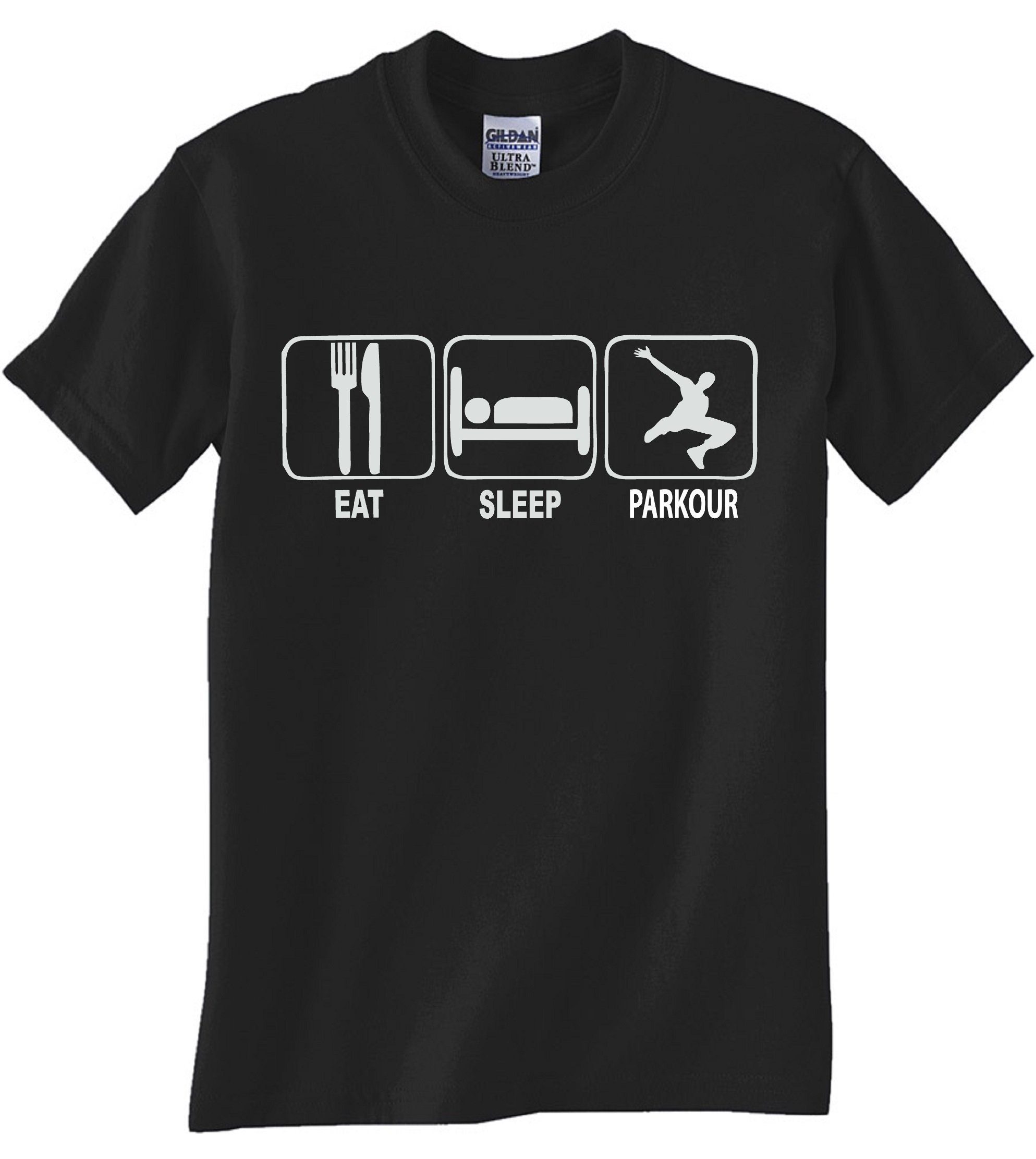 EAT Sleep Parkour Black T-Shirt for Men & Women | Trendy Graphic Tee for Parkour Enthusiasts | Perfect for Gym, Workout & Casual Wear
