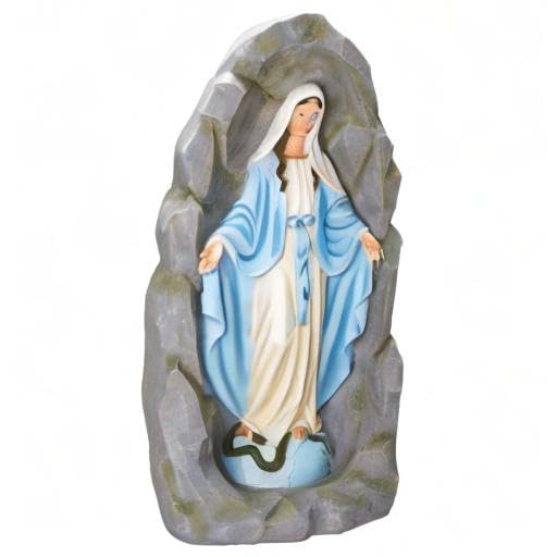 Our Lady of Grace Grotto Statue - 36 Inch Tall Outdoor Garden Decor, Resin & Stone Religious Sculpture, Durable Home Decoration Gift for Patio, Yard, or Church - Perfect for Meditation Gardens and Spiritual Spaces