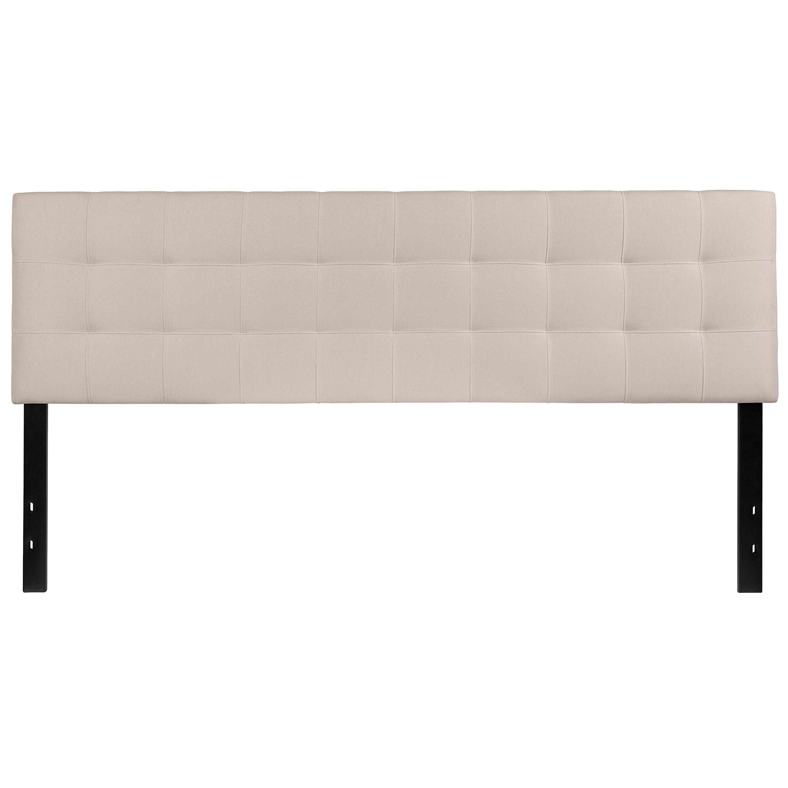 Flash Furniture Bedford Tufted Upholstered King Size Headboard - Beige Fabric Upholstery for Bedroom Decor & Luxury Master Suite Upgrade