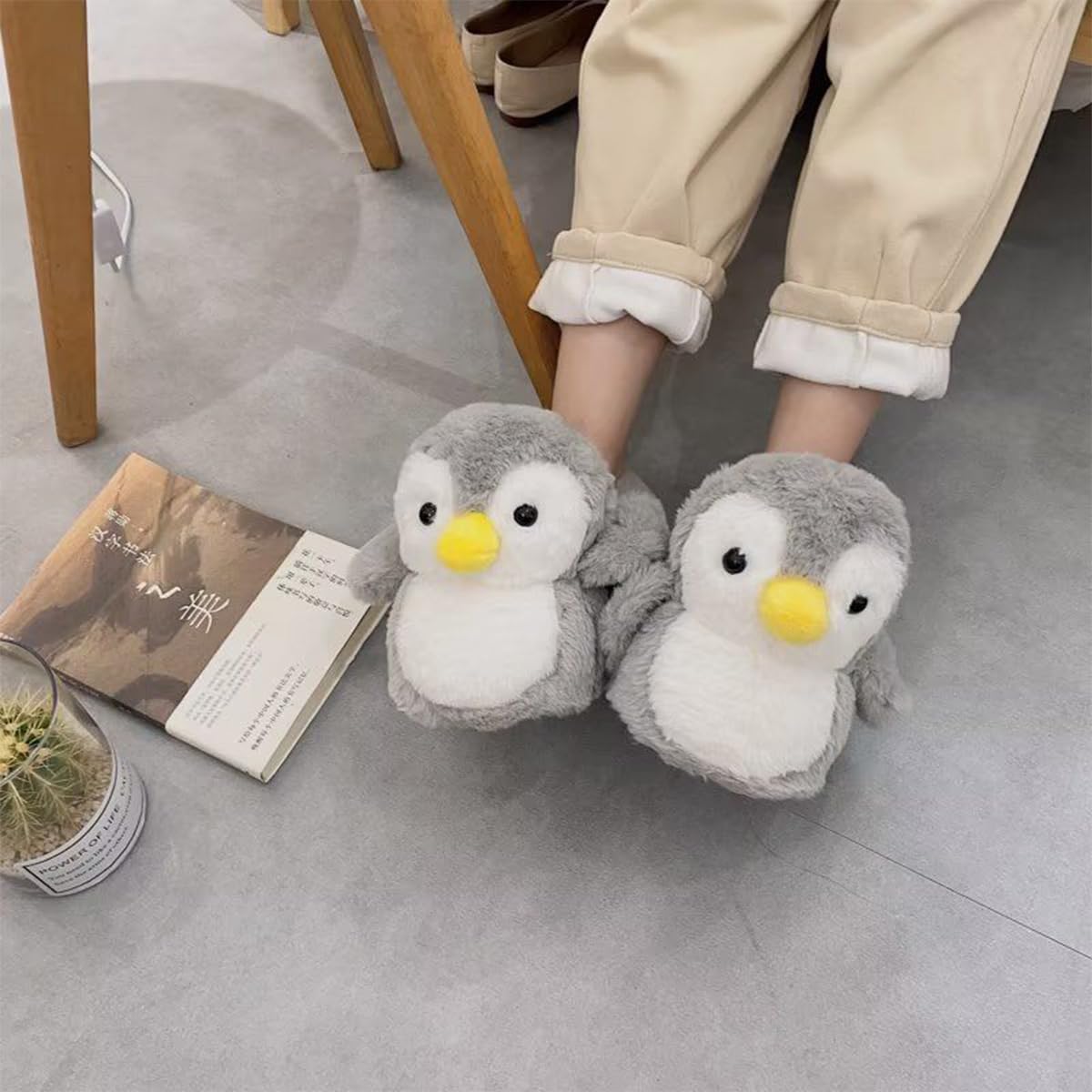 Cute Penguin Plush Slippers for Women - Fuzzy Warm Winter House Shoes with Funny Animal Design - Cozy Indoor Bedroom Slippers for Women, Men & Teen Girls - Perfect for Lounging, Relaxing & Gift Giving