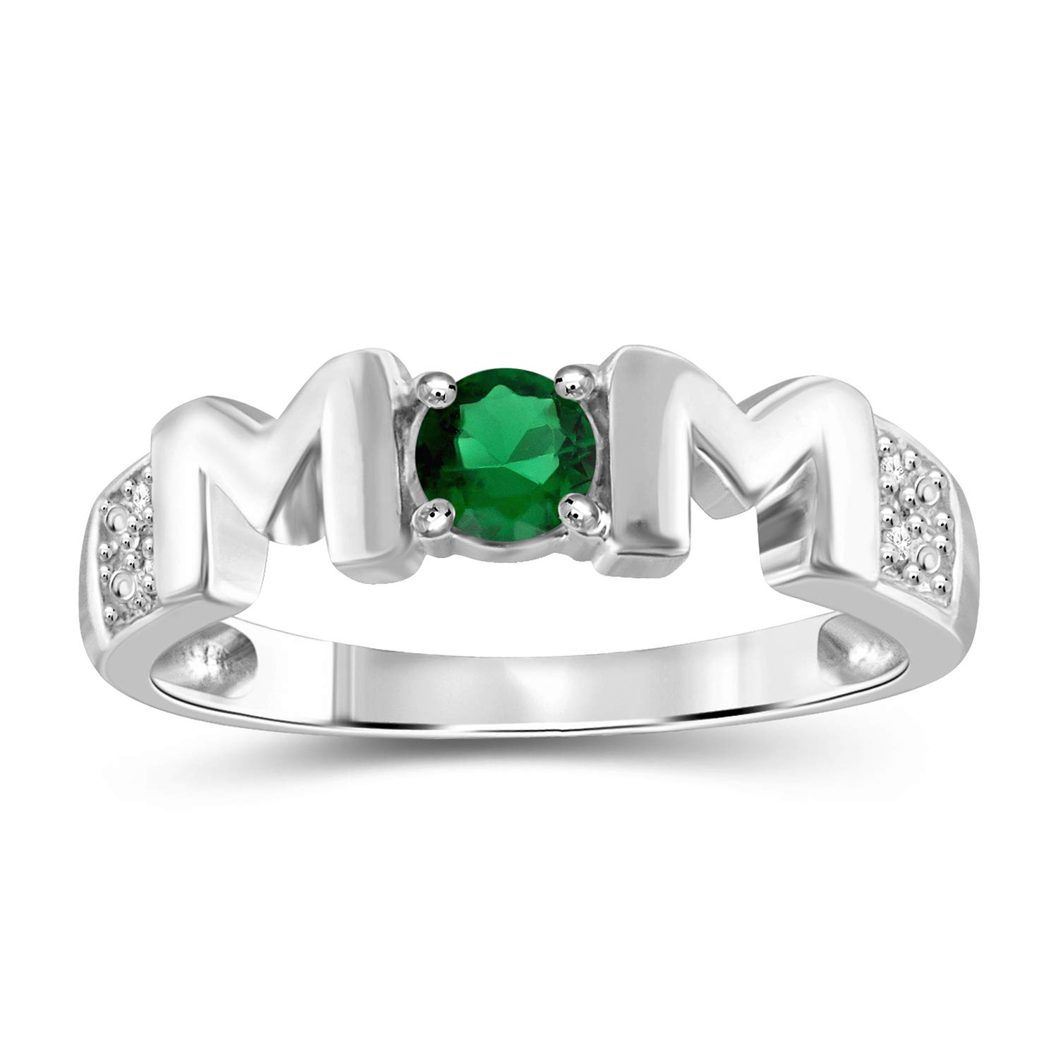 JEWELEXCESS Sterling Silver Mothers Ring with Birthstones – Elegant White Sapphire & Birthstone Jewelry for Women – Perfect Gift for Mom, Birthday, Mother's Day – Ideal for Special Occasions & Everyday Wear