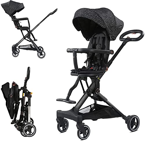 Lightweight Compact Travel Stroller for Toddlers - 2-in-1 Reversible & Reclinable Seat with Sun Canopy, Adjustable Handles & Backrest, Storage Bag - Perfect for Air Travel, Shopping, and Daily Walks